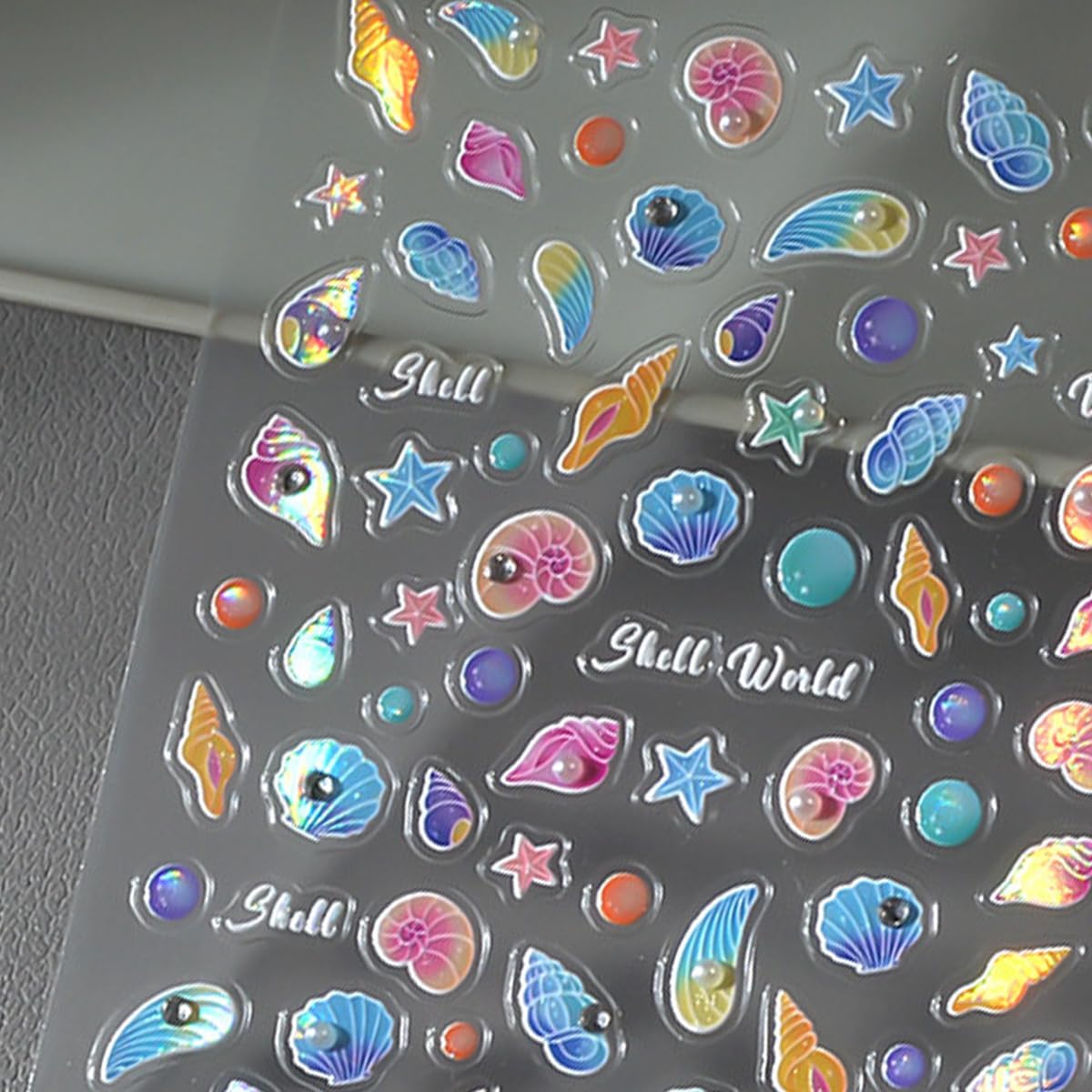 Ocean Nail Art Stickers Summer Nail Art Decals Marine Life Nail Stickers Starfish Seashell Nail Design Stickers with Pearl Rhinestone 5D Embossed Nail Decals Sea Nail Art Supplies for Women Manicure