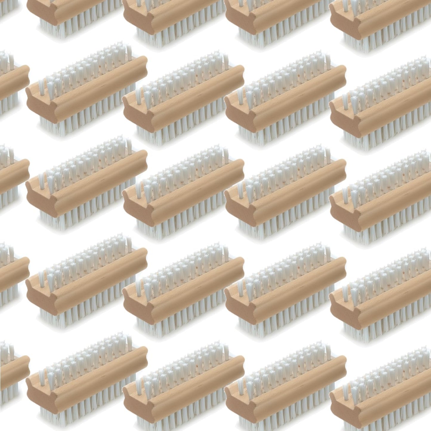 LOLA Classic Hand & Nail Wood Brush, 144 Pack, Heavy Duty 2 Sided Soft & Stiff Bristles, Cleans Hands, Fingernails, Feet & Toenails