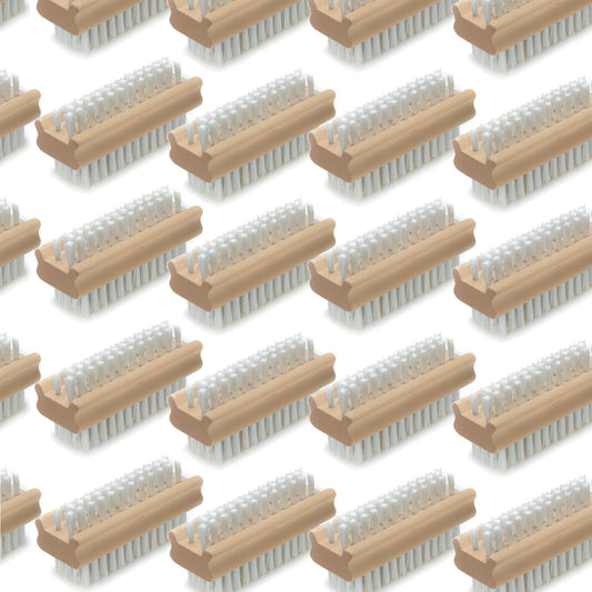 LOLA Classic Hand & Nail Wood Brush, 144 Pack, Heavy Duty 2 Sided Soft & Stiff Bristles, Cleans Hands, Fingernails, Feet & Toenails