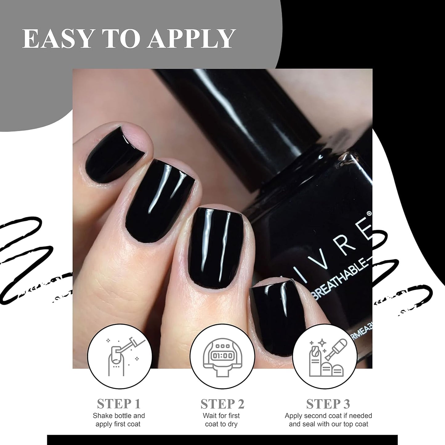 VIVRE Cosmetics Quick Dry Shiny Halal Nail Polish - Vegan, Non-Toxic, Long Lasting, Breathable & Water Permeable