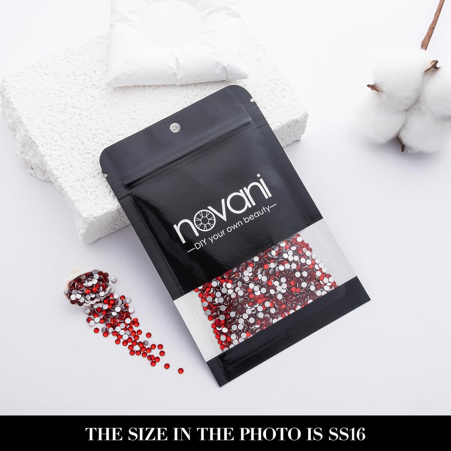 Novani 3000 Pieces Flatback Rhinestones Glass Round Gems Red Crystals for Nail Art DIY Crafts Clothes Shoes,SS16,3.8-4.0mm