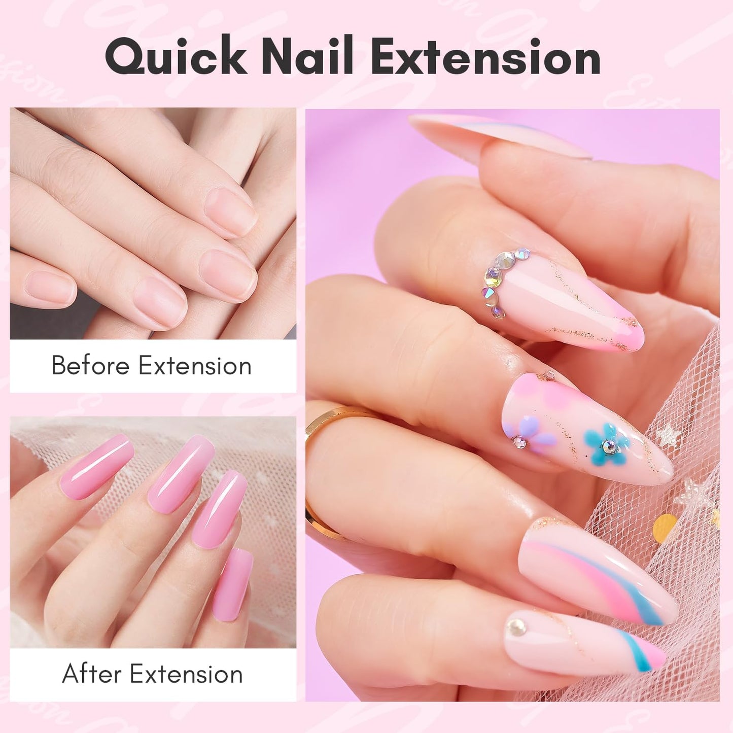 Makartt Poly Nail Gel 50ML Builder, Daisy Pink, Long-Lasting Easy-Use Gel for DIY Salon Quality