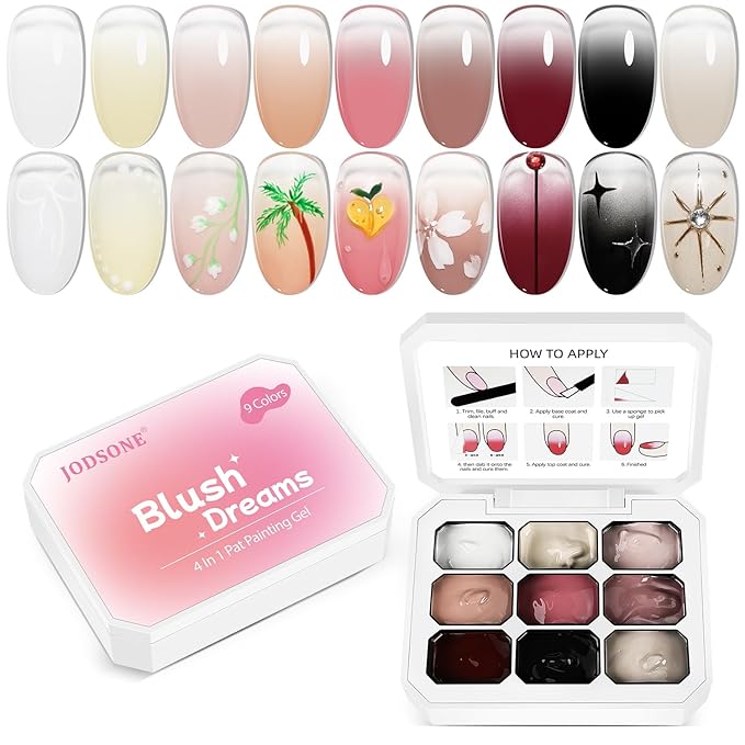 JODSONE 9 Colors ombre nails gradient gel Blush Effect Gel Nail Polish Set Painting Nail Art Design Gel for Nail Salon