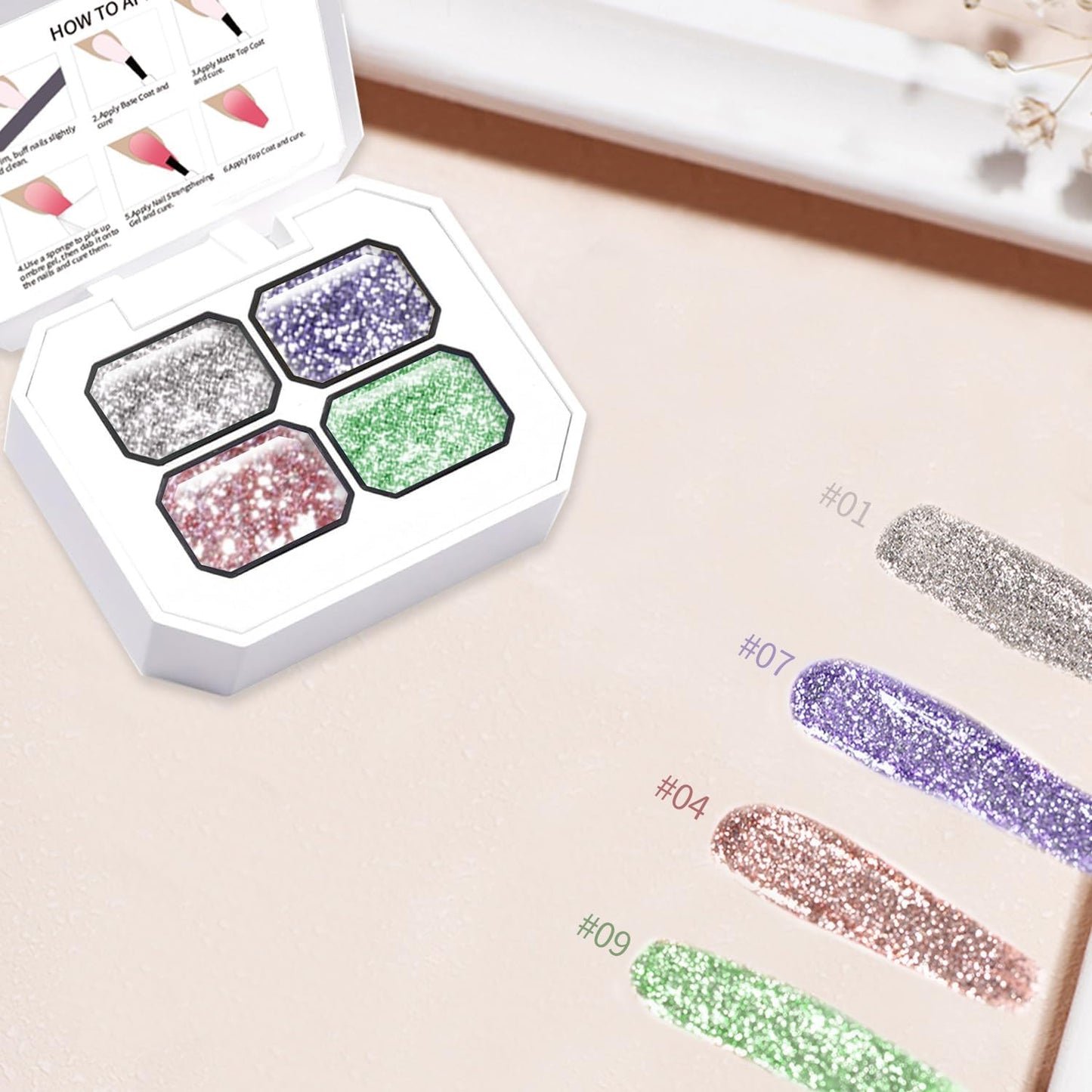 4 Colors Ombre Gel Nail Polish Pat Pating Gradient Painting Gel, With 100PCS Nail Sponges & Grabbing Pen,Platinum shine Painting For Nails French Manicure DIY Nail Art Sponge Pat Paint