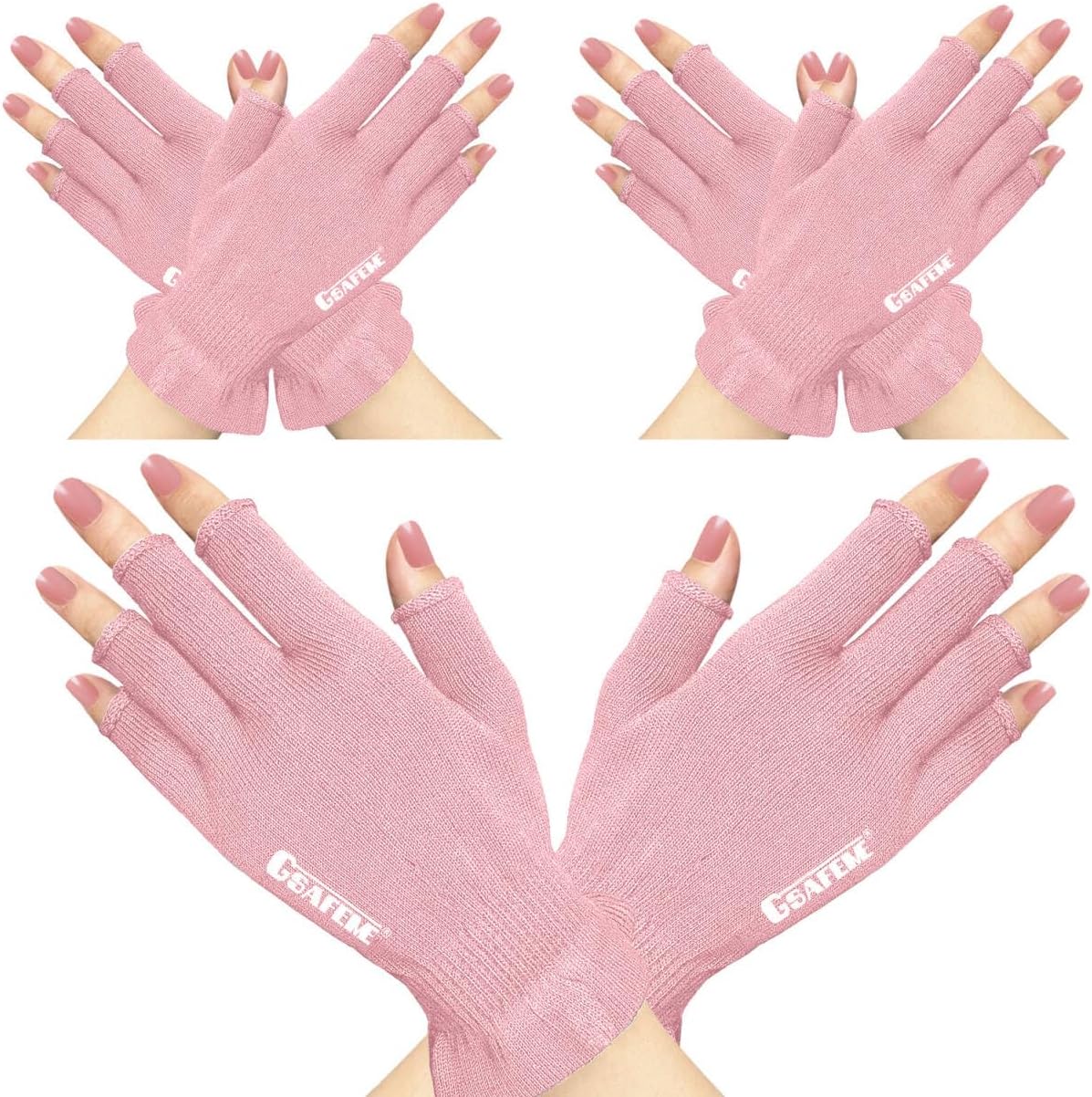 GSAFEME Cotton Gloves for Dry Hands - Fingerless Touchscreen Moisturizing Gloves for Sleeping - Cotton Eczema Gloves for Men and Women, Pink L/XL 3 Pairs