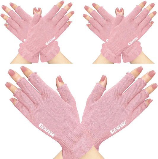 GSAFEME Cotton Gloves for Dry Hands - Fingerless Touchscreen Moisturizing Gloves for Sleeping - Cotton Eczema Gloves for Men and Women, Pink S/M 3 Pairs