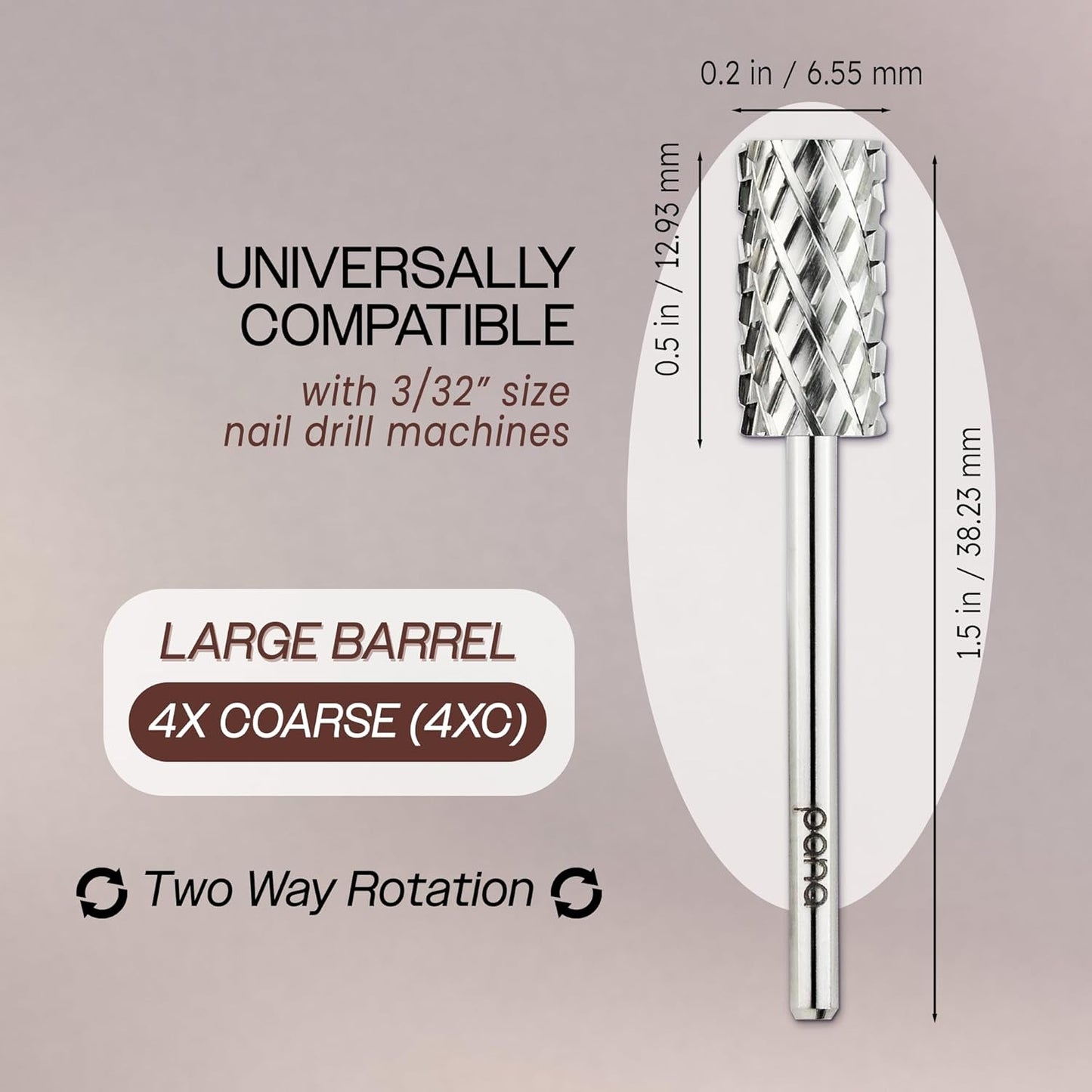 PANA Flat Top Large Barrel 3/32" Shank Size - (Silver, 4X Coarse Grit) - Fast remove Acrylic or Hard Gel Nail Drill Bit for Manicure Pedicure Salon Professional or Beginner