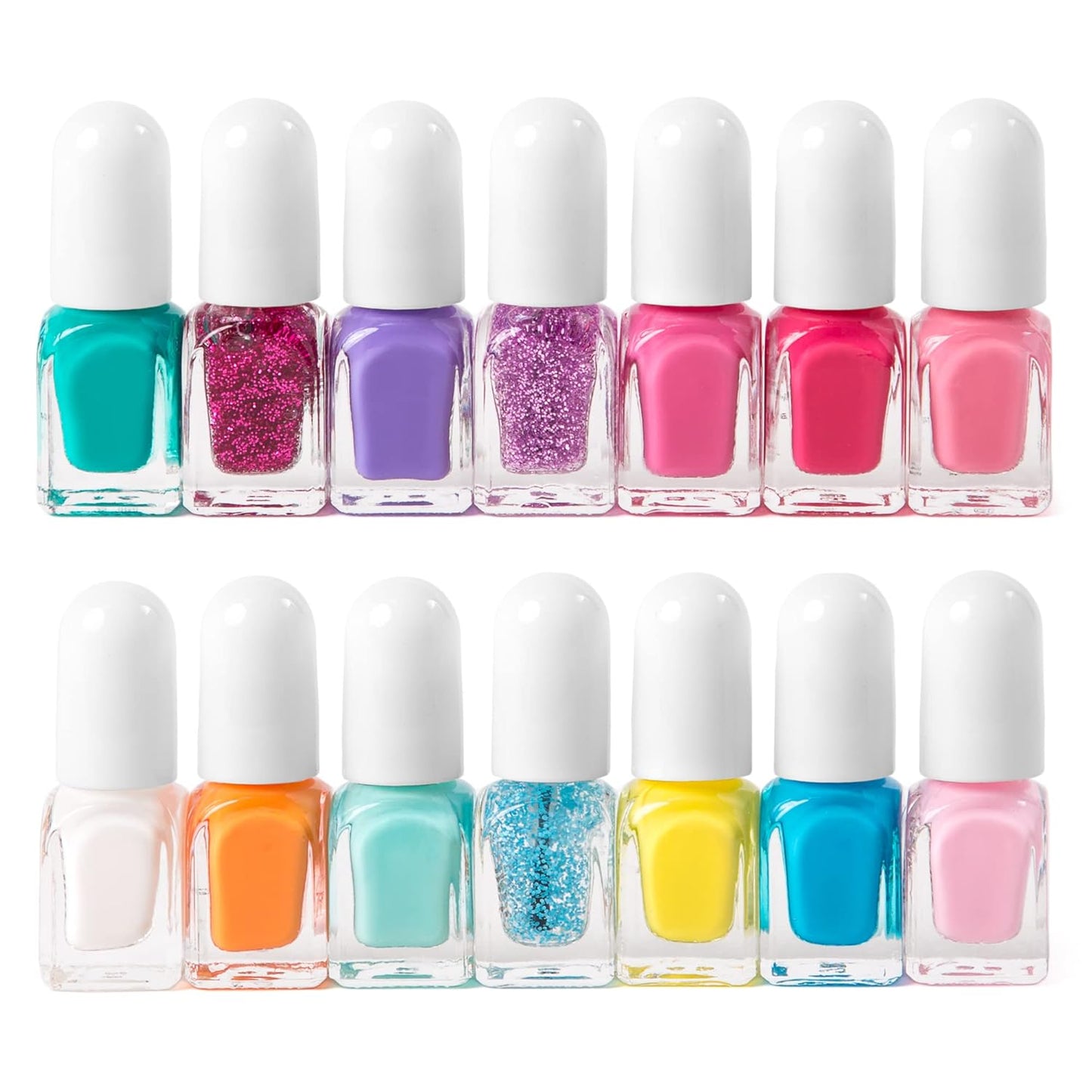 SIMPLE PLEASURES Unicorn Rainbow Kids Nail Polish Set for Girls – 14 Water-Based Non -Toxic Nail Art Kit - Gift Set for Ages 7-12