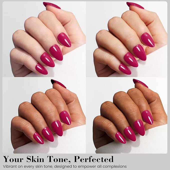 Red HEMA-Free Gel Nail Polish, 18 ML Plum Red Color Gel Polish for Women, Same Color Same Bottle Soak Off U V Gel Polish, Long-Lasting Professional Gel for Nail Art Salon & Home DIY Manicure