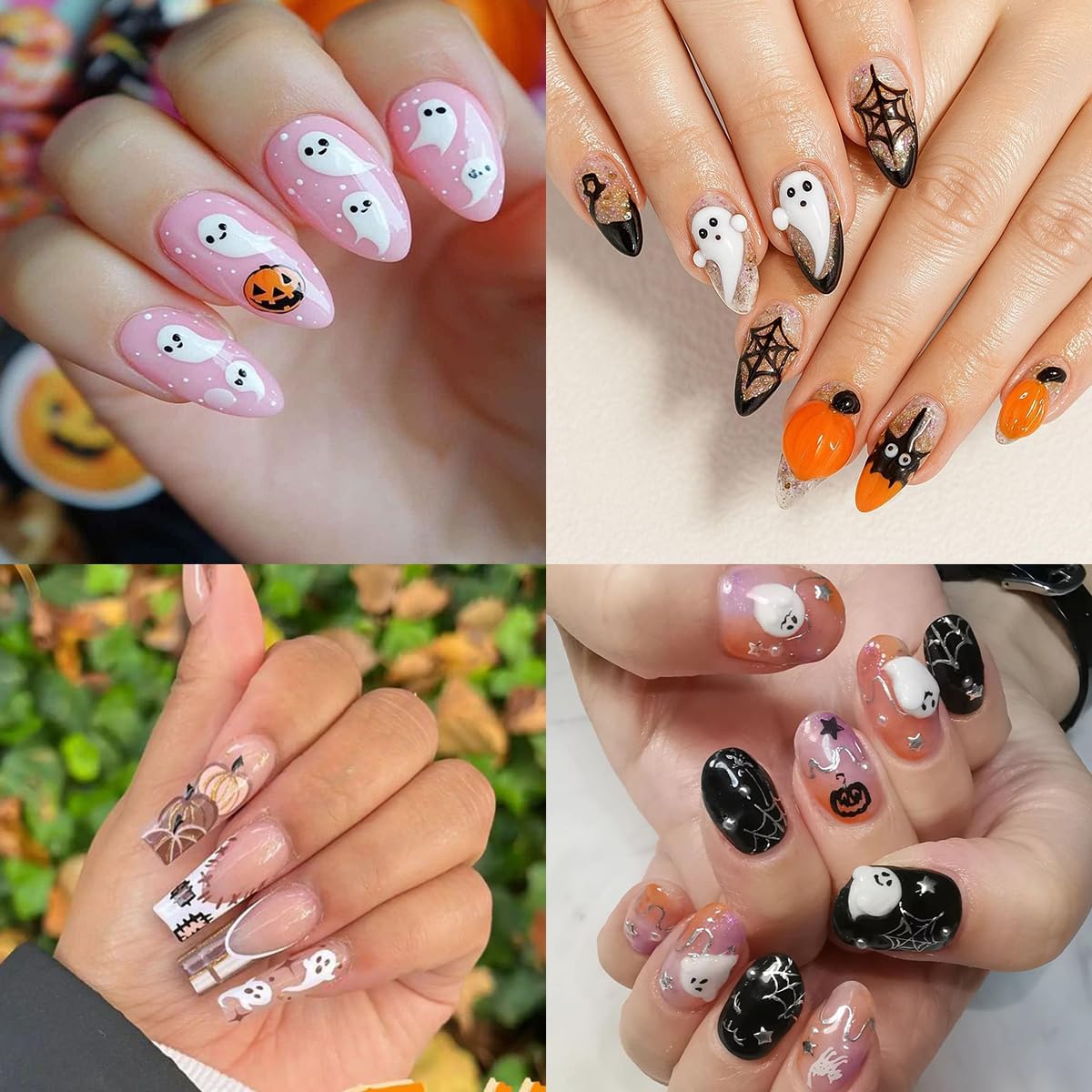 3 Sheets Halloween Nail Stickers 5D Embossed Cute Ghost Nail Art Stickers Self Adhesive Black Cat Spider Web Bat Pumpkin Nails Design Decals Halloween Nails Sticker for Women DIY Manicure Decoration
