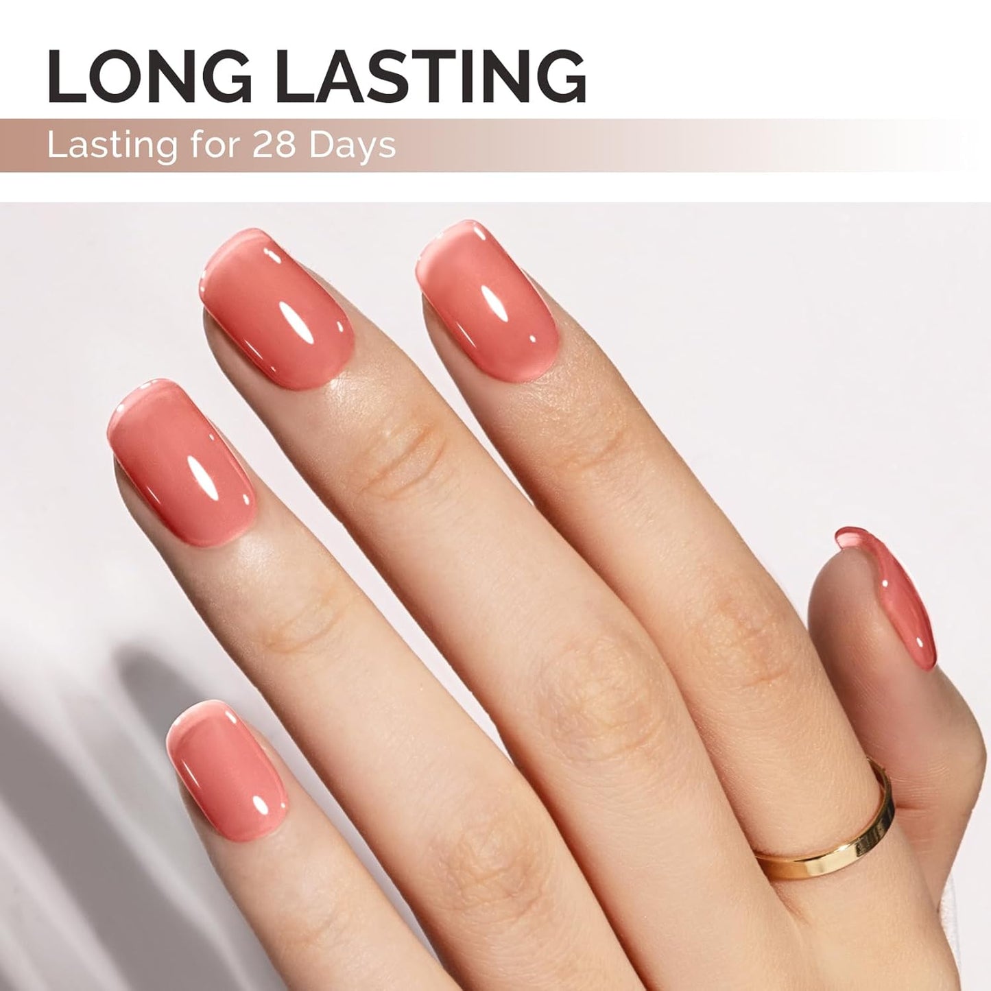 MelodySusie Gel Nail Polish, 0.5Fl.oz Jeweliver Jelly Rusty Red Gel Polish Translucent Orange Nude Color Sheer Soak Off UV LED Light Cure Gift for Women Nail Art Manicure JIG10