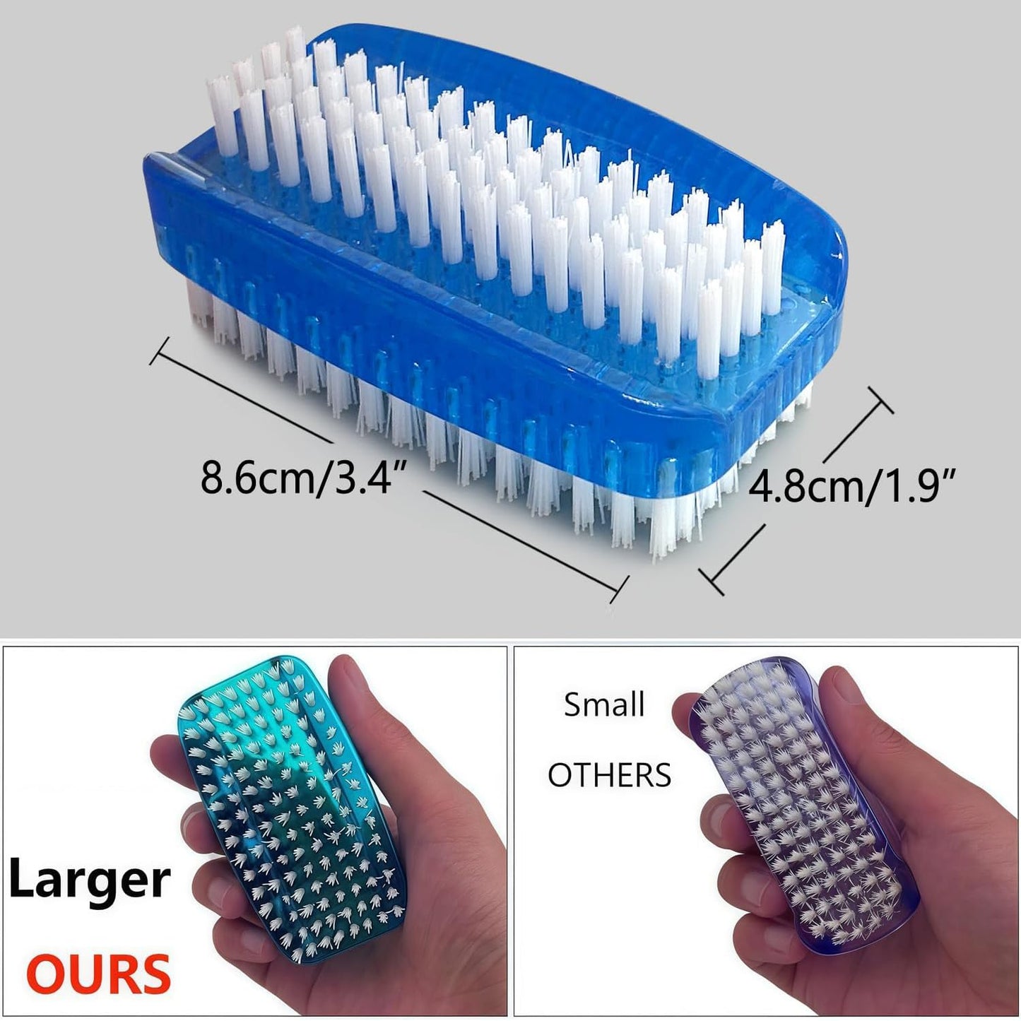 Nail Brush for Cleaning Fingernails Two Sided Fingernail Scrub Brush Soft Stiff Nylon Bristles Scrubber Brush for Hand and Under Nails,4 Pack