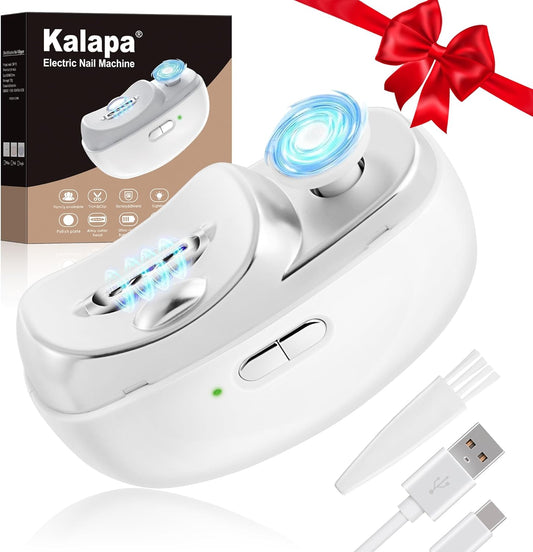 Electric Nail Clippers Upgraded 3 in 1 Automatic - with Polishing, Dust Storage & LED Light, Nail File Toenail Trimmer, Gifts for Women Men Mom Her Him Kids Adults Senior Baby Teacher Students (White)