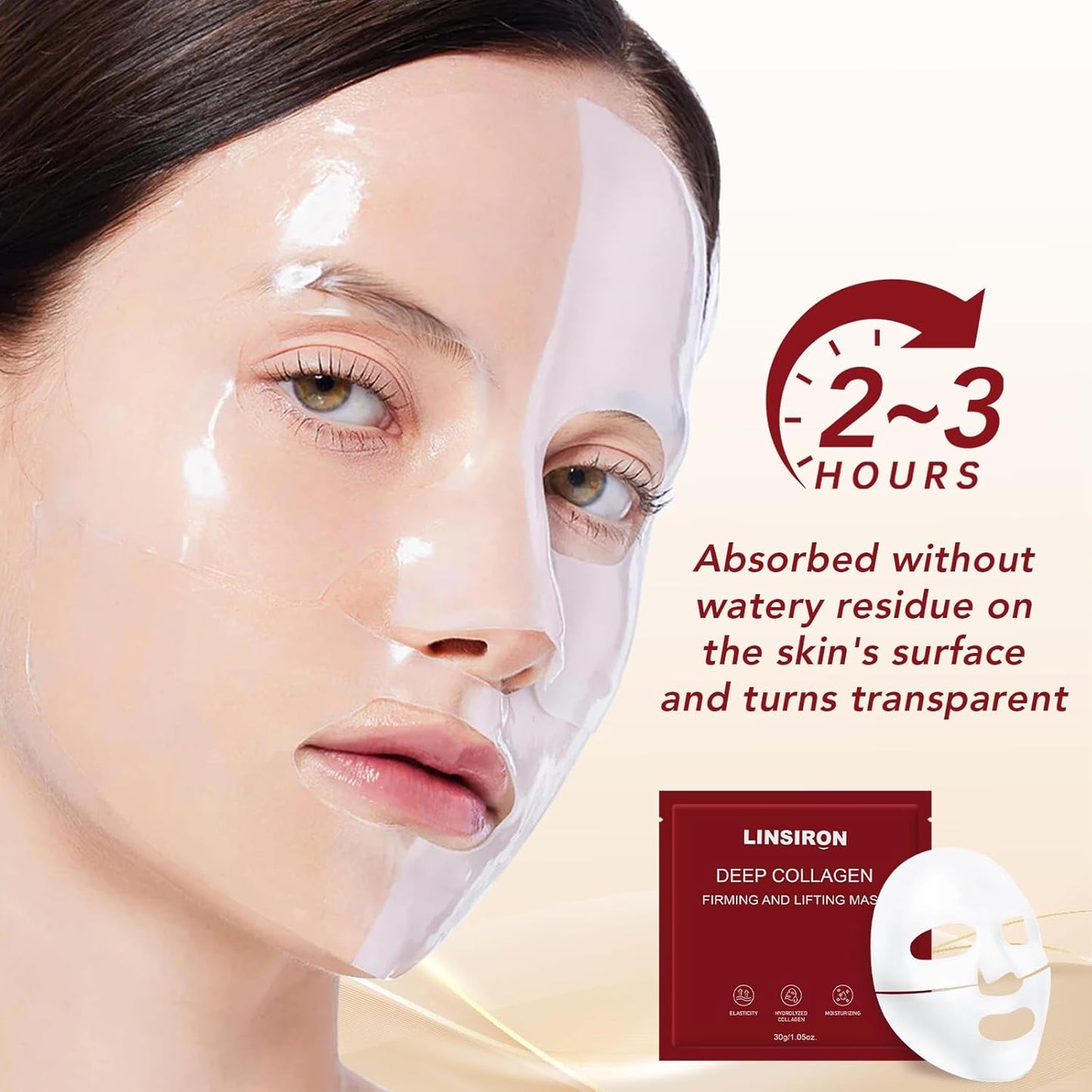 Bio-Collagen Face Masks, Deep Hydrating Sheet Overnight Face Mask, Facial Treatments and Masks for Women, Korean Skincare, Moisturizing and Firming for Girl, 8 Pack