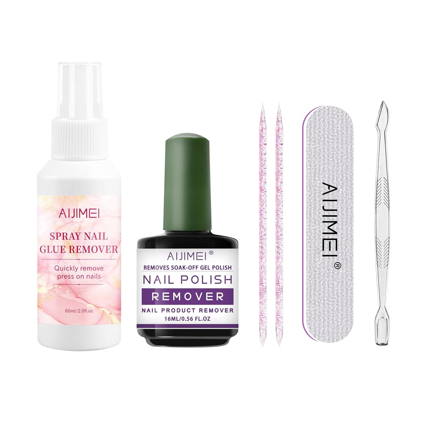 AIJIMEI 2Fl.Oz Spray Nail Glue Remover Set 60ml- GlueRemover for Press on Nails Quickly Remove NailGlue Gel with Nail Crystal Rod, Gel NailPolish Remover for Use in Salon