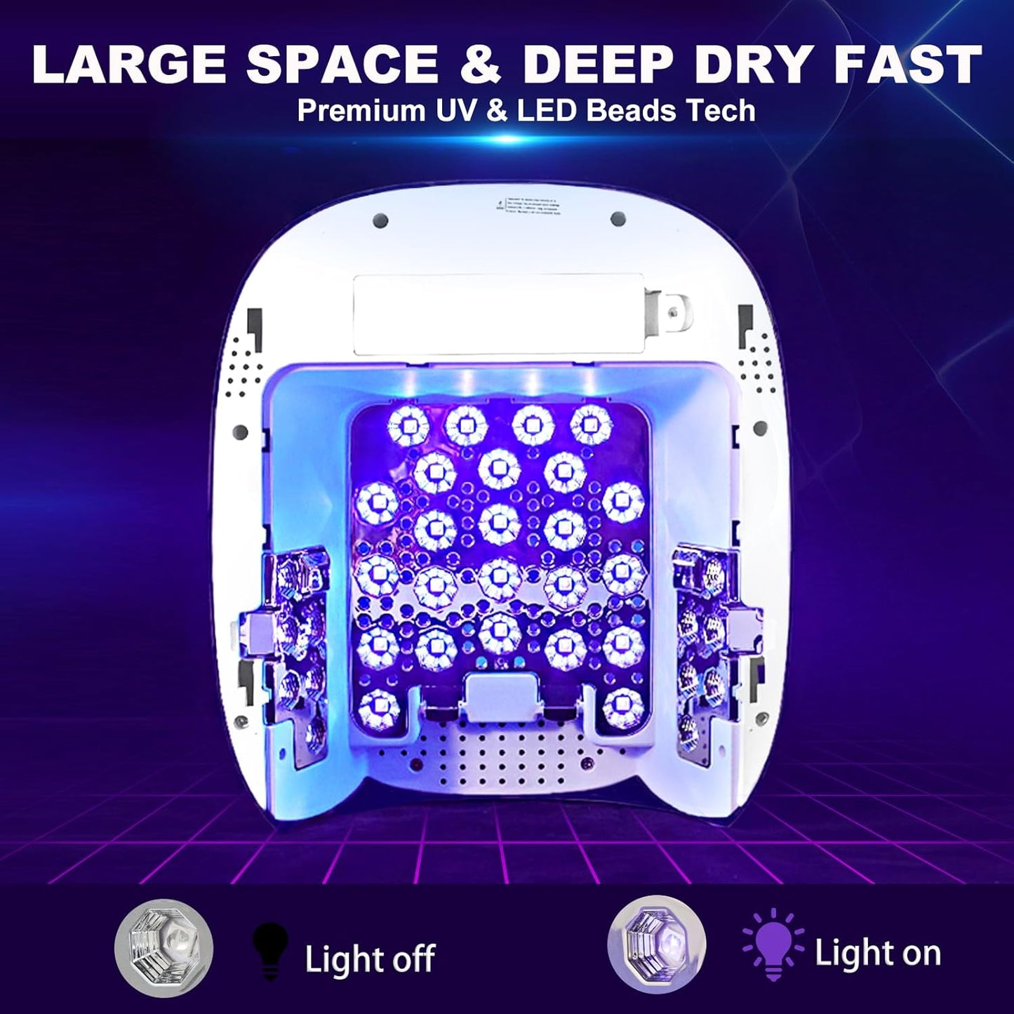 LIMEGIRL Cordless Nail Lamp, 72W Powerful UV LED Nail Dryer with Replaceable Lamp Beads & Battery, UV Light for Gel Polish, Rechargeable & Portable for Professional Nail Salon Use (White, One Battery)