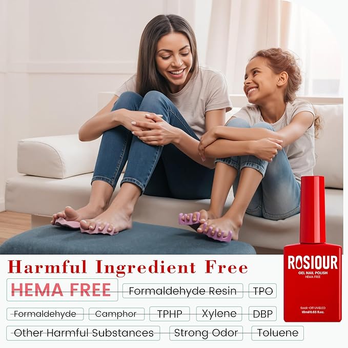 HEMA-Free Red Gel Nail Polish, 18 ML Bright Red Gel Polish for Women, Same Color Same Bottle U V Soak Off Gel Polish, Long-Lasting Professional Gel for Nail Art Salon & Home DIY Manicure