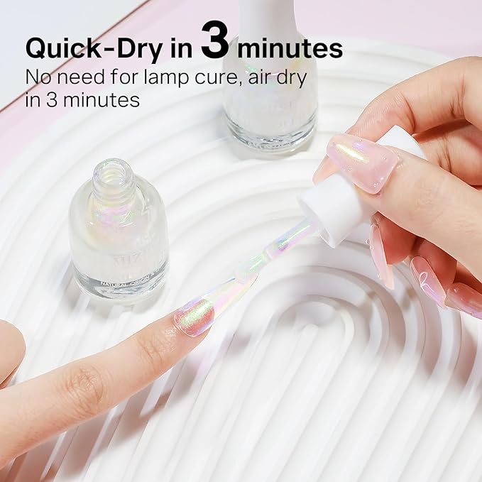 MIZHSE Aurora Pink Nail Polish, Quick Dry Shimmer Nail Polish, Air Fast Drying Mermaid Regular Nail Lacquer Non Gel Oil-based Nail Art Manicure Home DIY