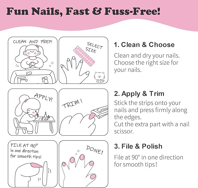 DANNI & TONI Kids Gel Nail Strips Cake Bowknot Peachy Pink Salon-Quality Peel & Stick Manicure for Children (Age 6+)– Safe, Long-Lasting, Easy to Apply |Sweet Party