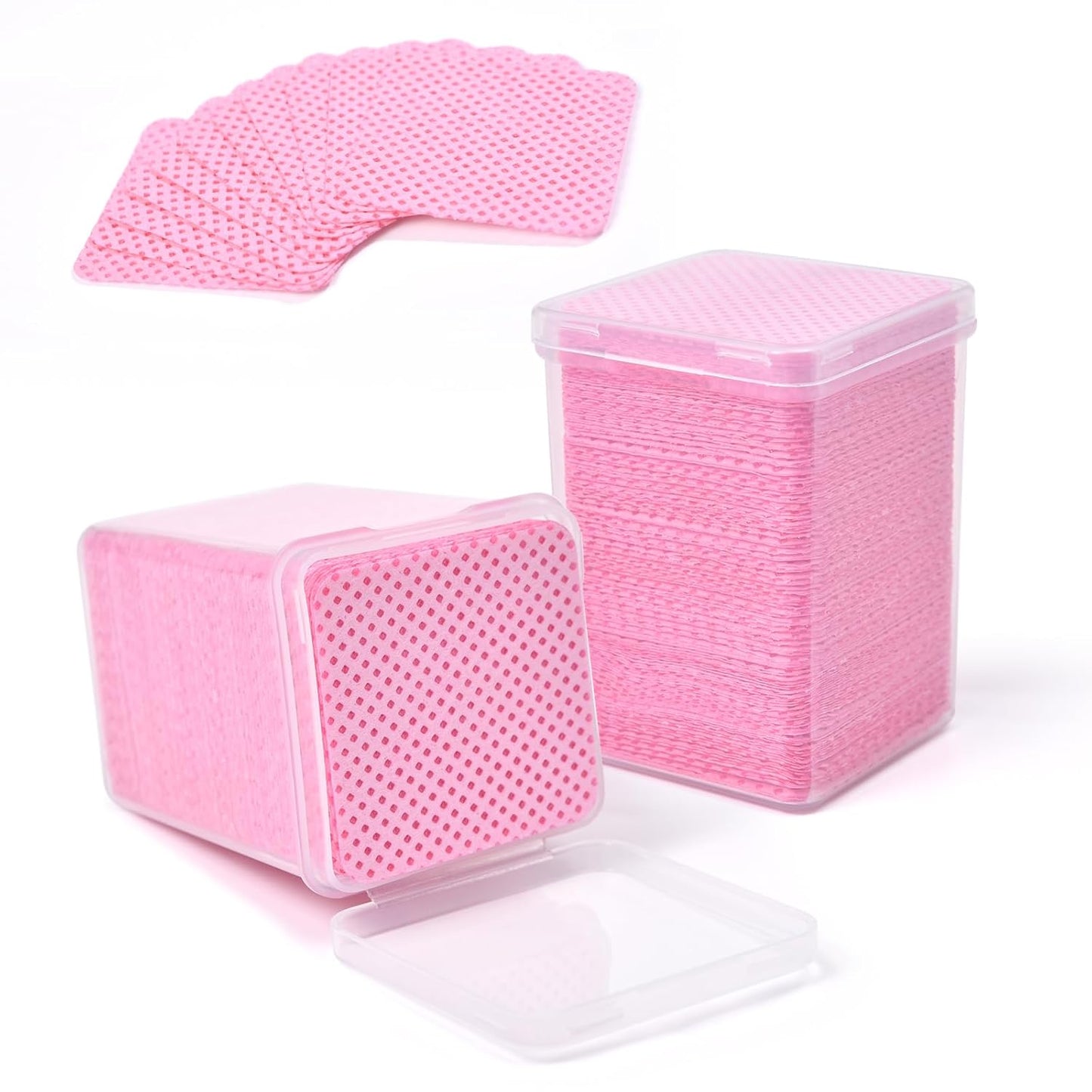 Lint Free Nail Wipes 350Pcs Nail Polish Removal Wipes Disposable Non-Woven Nail Cotton Pads Super Absorbent Eyelash Extension Glue Cleaning Wipes Nail Salon and Home Use, Pink