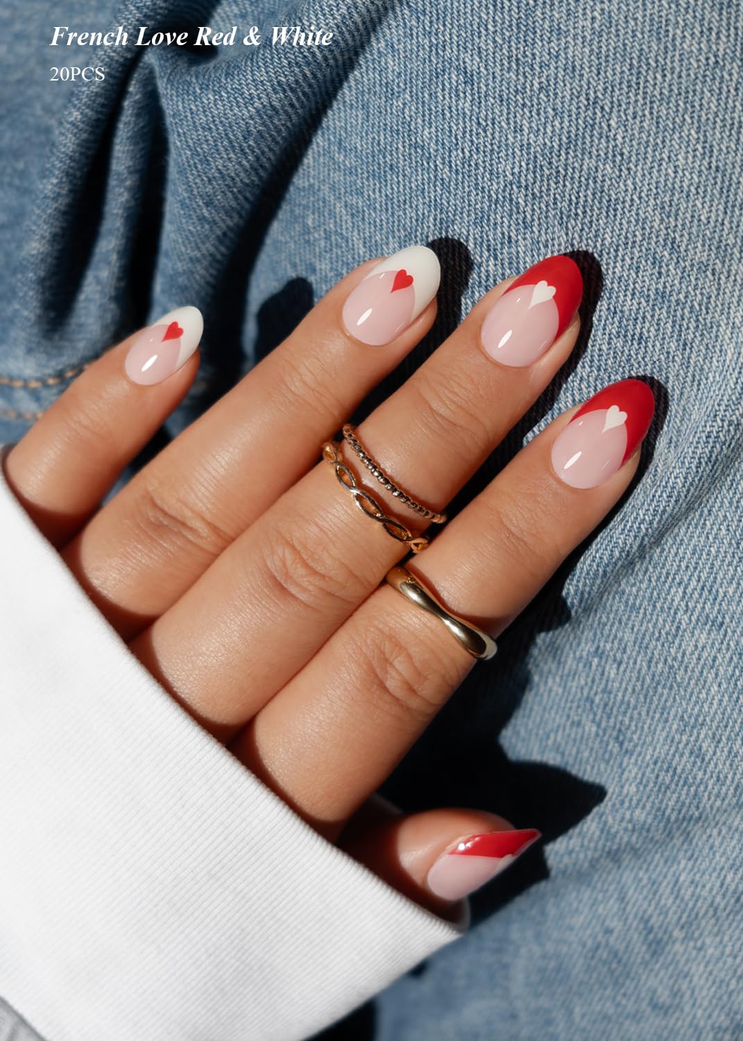 Semi Cured Gel Nail Strips (French Love Red & White)