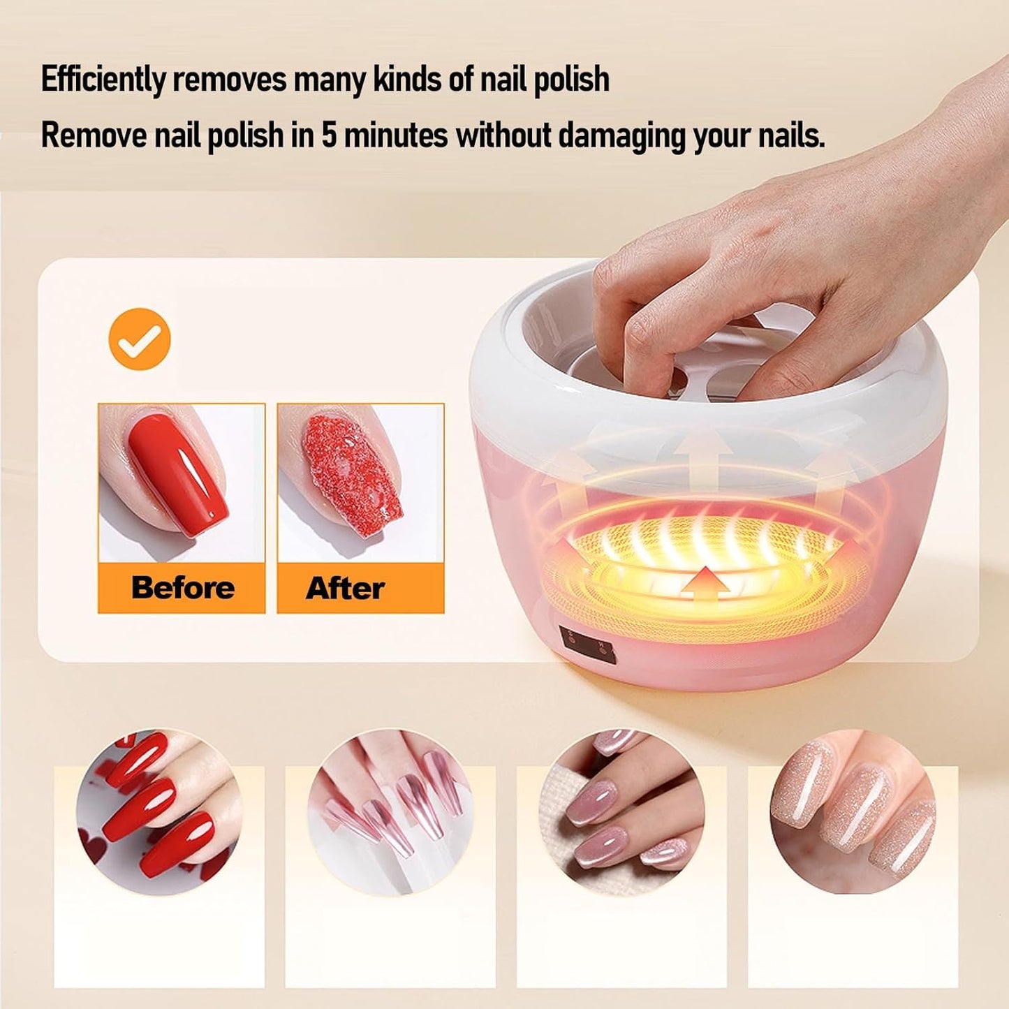 Electric Nail Soaking Bowl Heated Nail Remover Professional Manicure Kit Quick Gel Polish Removal Home Salon Tool