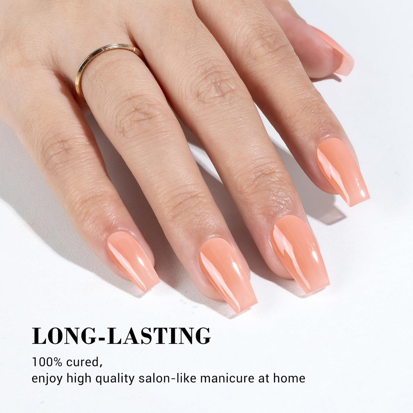 MelodySusie 30PCS Semi Cured Gel Nail Strips (Jelly Coral), Works with Nail lamp, Salon Quality, Long Lasting, Easy to Apply and Remove, Includes 2 Prep Pads, Nail File and Wooden Stick