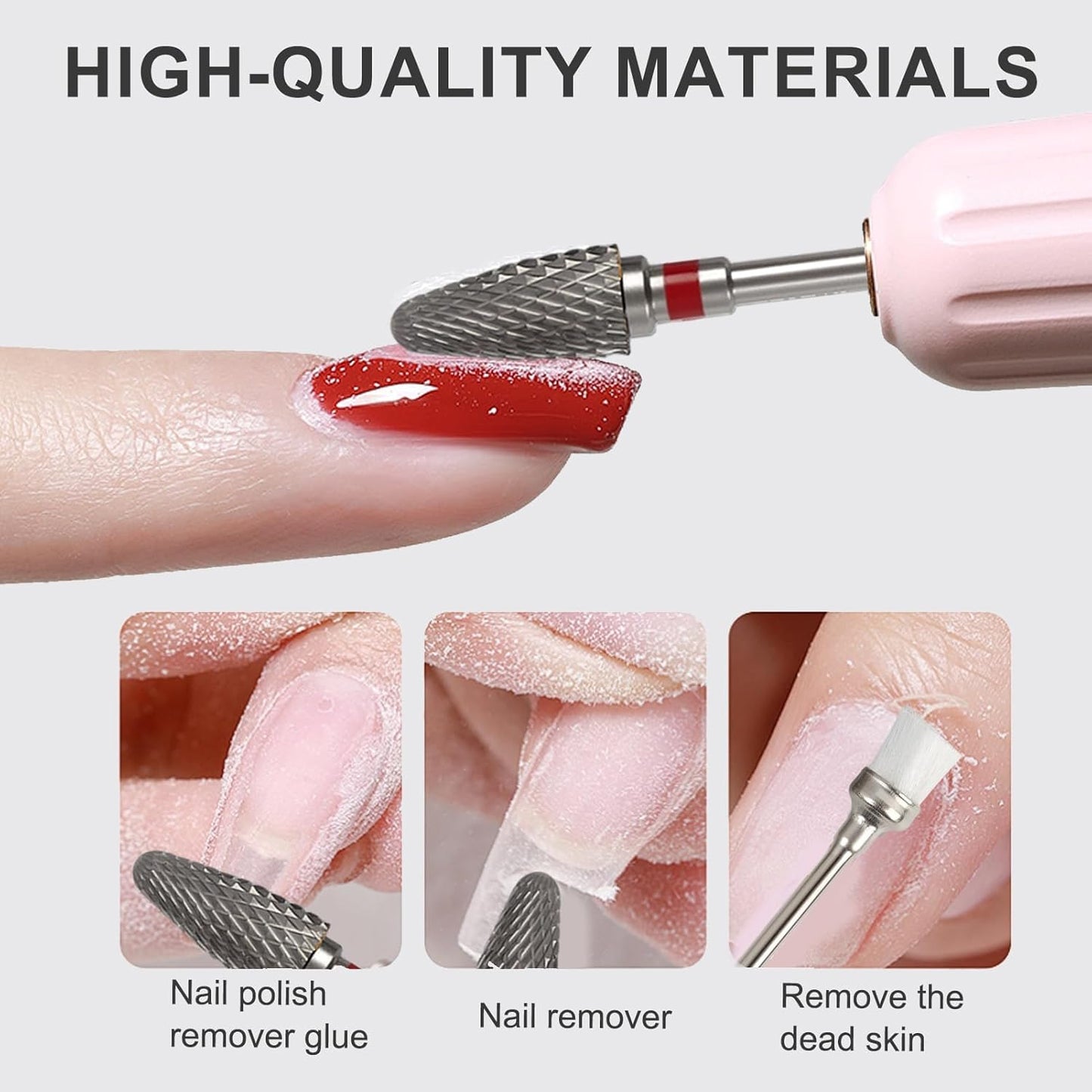 5 Pack 3/32" 5 in 1 Professional Carbide Nail Drill Bits Sets with Cleaning Brush, Tungsten Safety Drill Bits for Manicurist Nail Salon Manicure Pedicure Gel Polishing (Round Head, 5 Color)