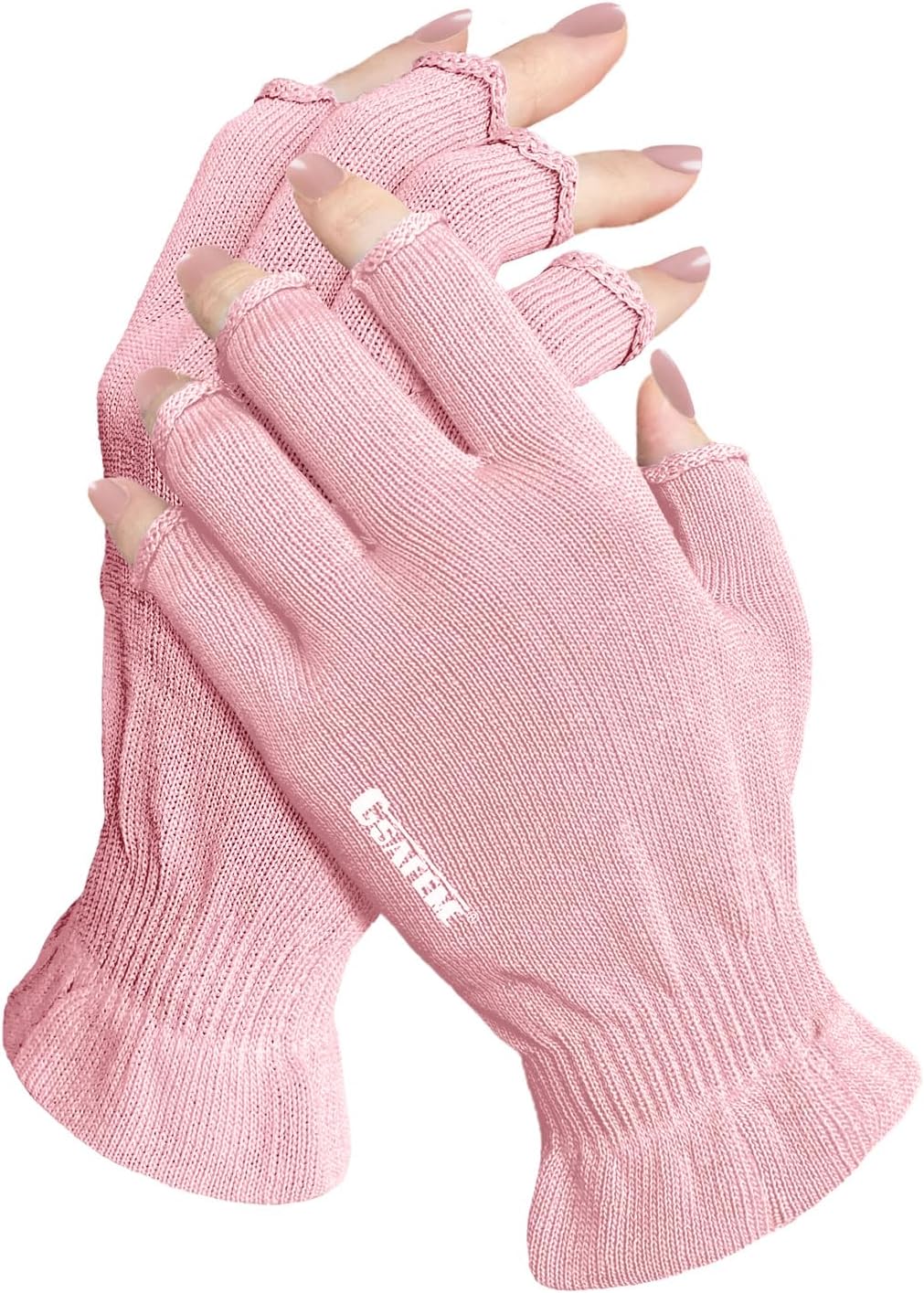 GSAFEME Cotton Gloves for Dry Hands - Fingerless Touchscreen Moisturizing Gloves for Sleeping - Cotton Eczema Gloves for Men and Women, Pink S/M 1 Pair