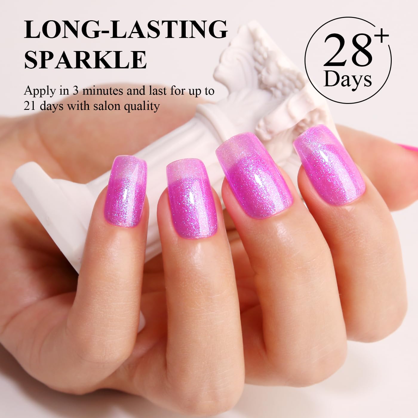 Imtiti Glitter Gel Nail Polish, 0.5 Fl Oz Pink Iridescent Glitter Gel Polish Soak Off LED UV Shimmer Sparkle DIY Art Starter Manicure Salon