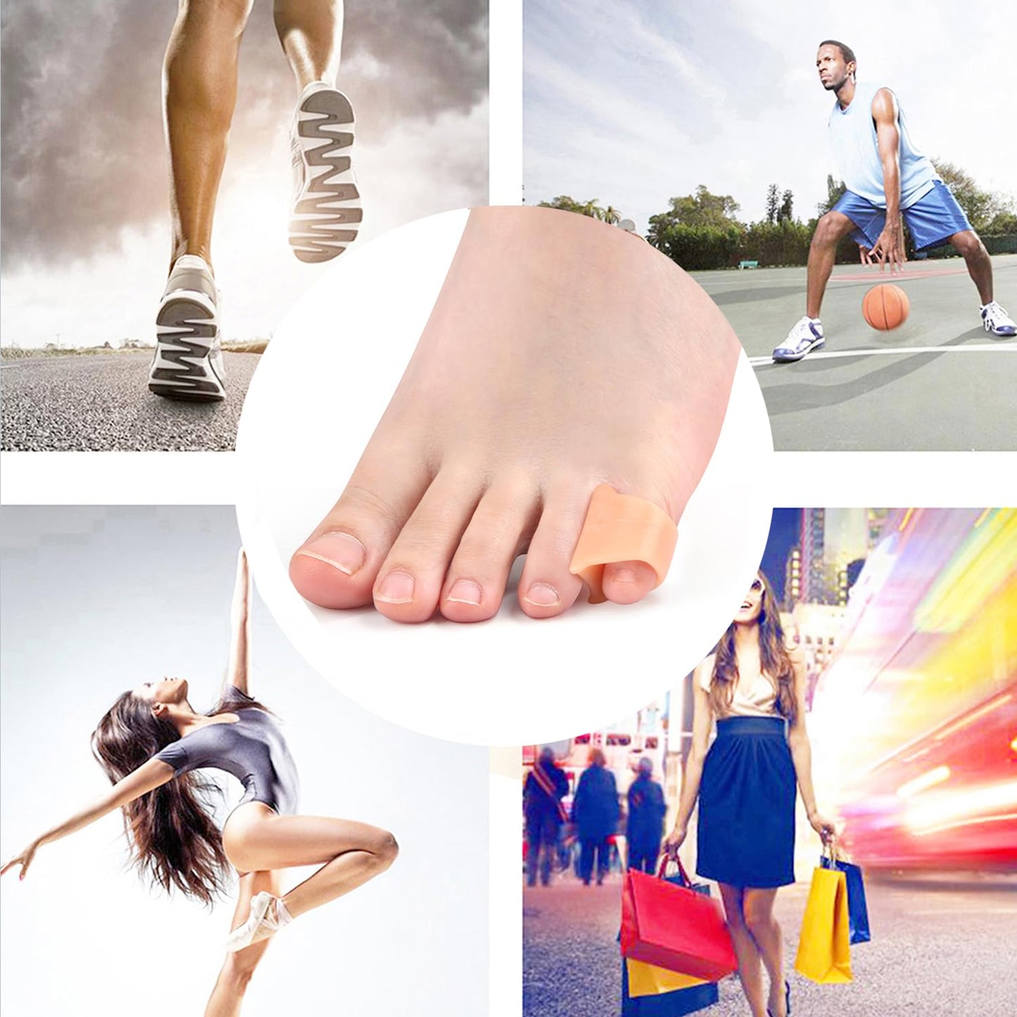 10 Pcs Pinky Toe Splint, Gel Toe Separators, Little Toe Straightener Hammer Toe for Men Women Walking, Running, Overlapping, Bunion Corrector and Bunion Relief