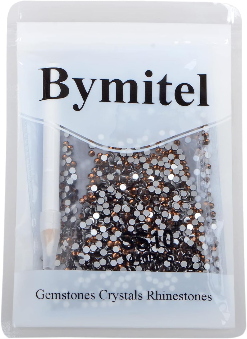 2880PCS Art Nail Rhinestones Non Hotfix Glue Fix Round Crystals Glass Flatback for DIY Jewelry Making with one Picking Pen (ss10 2880pcs, Smoked Topaz)