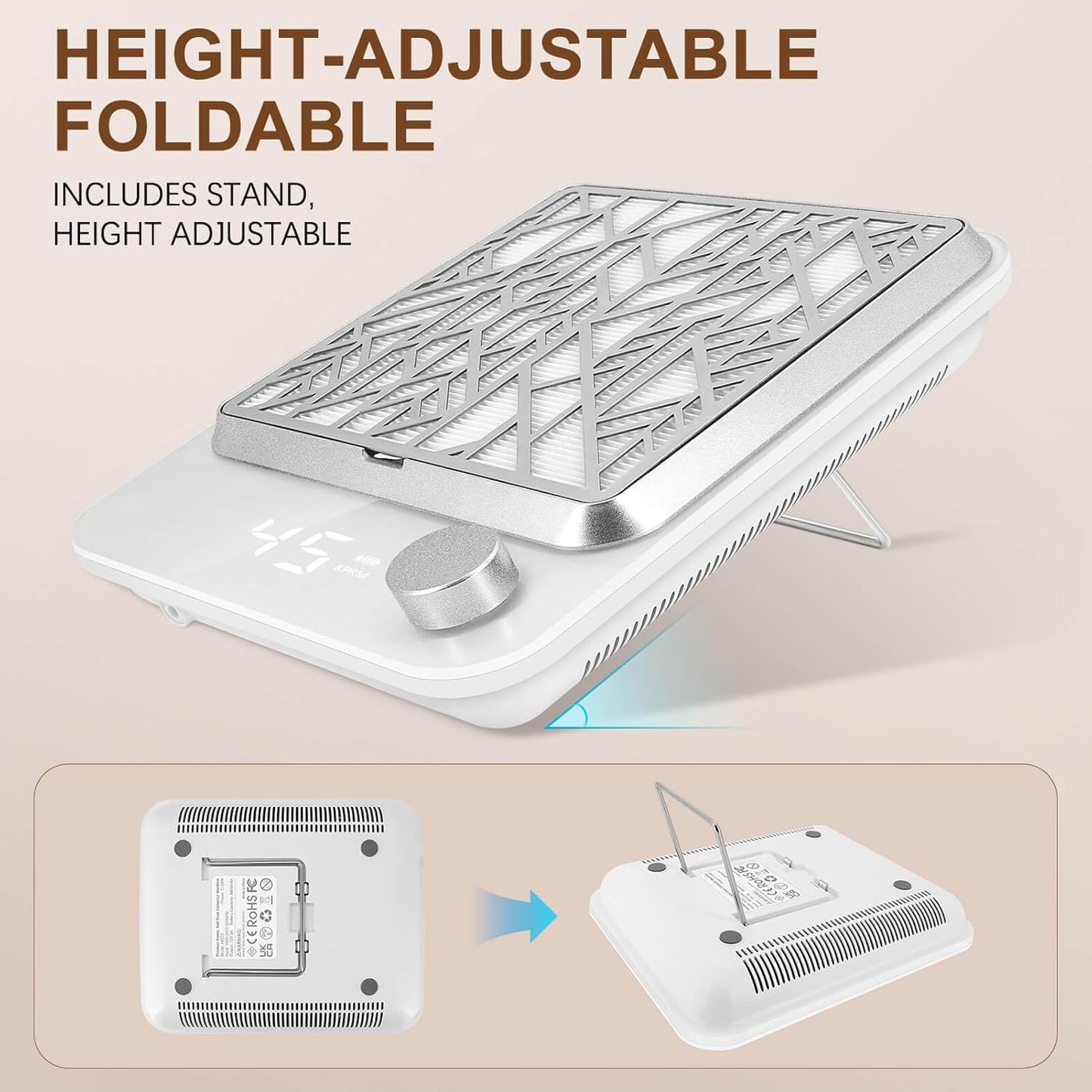 Cordless Nail Dust Collector Rechargeable, Professional Dust Collector Nail Tech Vacuum Fan Dust Collector for Acrylic Nails Dip Powder Removal Home Salon Manicures