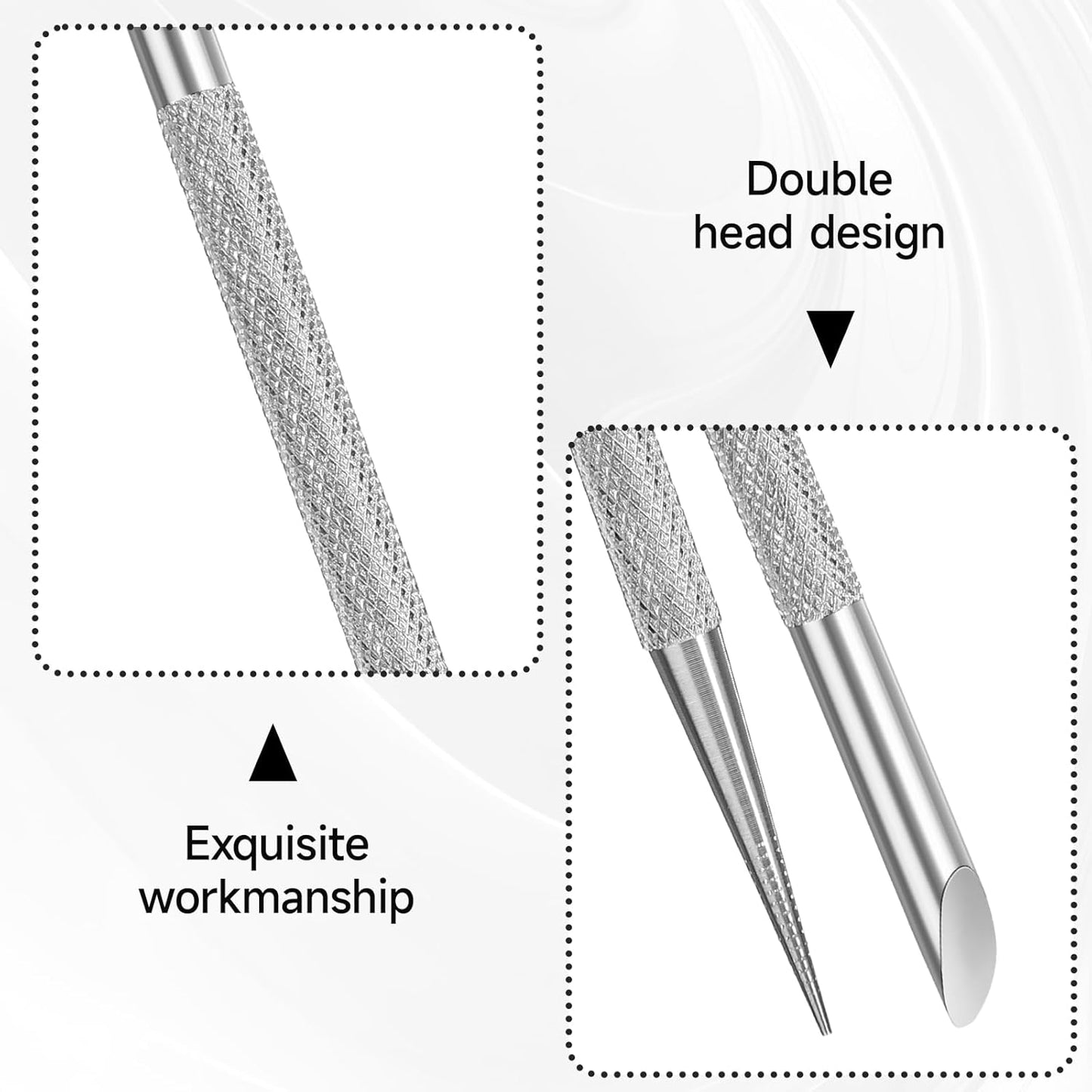 2Pcs Nail Cleaning Cuticle Stick Stainless Steel Cuticle Pusher Remover Dead Skin Polish Peeler Cutter Professional Pedicure Nail Art Care Portable Nail Cleaner for Fingernails Toenails Manicure