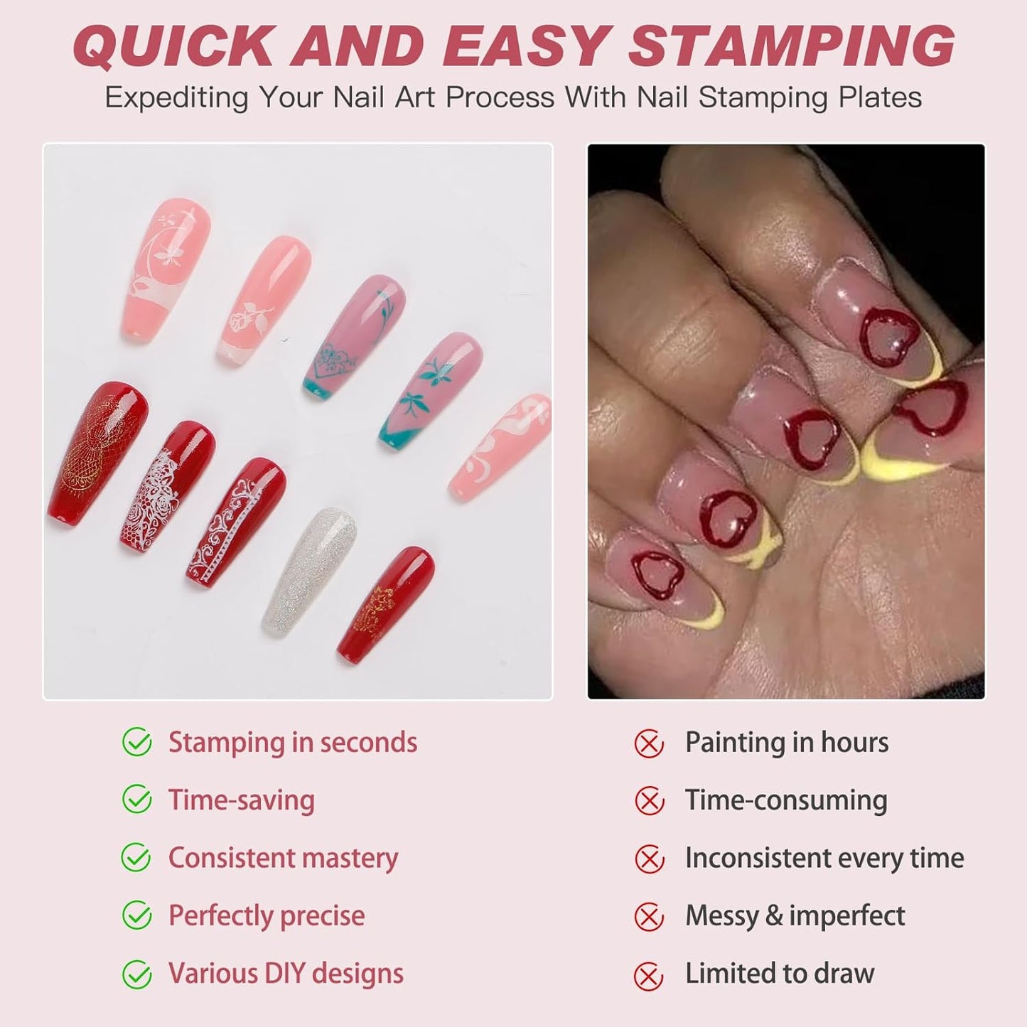 Biutee Nail Stamping Plates 2Pcs French Tip Stamp Plate 110 Patterns Nail Stamping Kit With Silicone Stamper Scraper Large Lace Line Flower Nail Art Stamping Template Christmas Holiday Gift for Women
