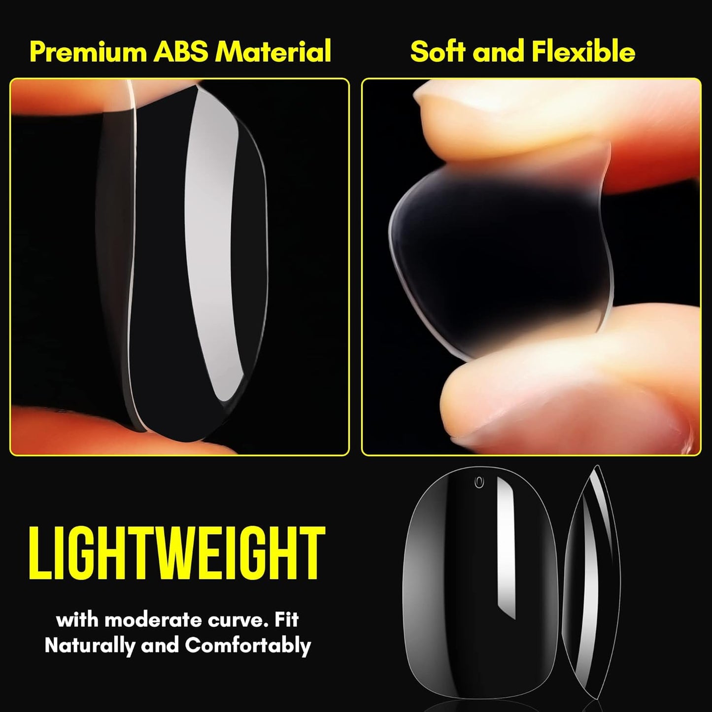 Makartt Short Oval Nail Tips: 500pcs Full Cover Clear Press on Acrylic Nails Extension 10 Sizes Natural Soak Off Soft Gel Manicure Fake Tip Salon DIY Home