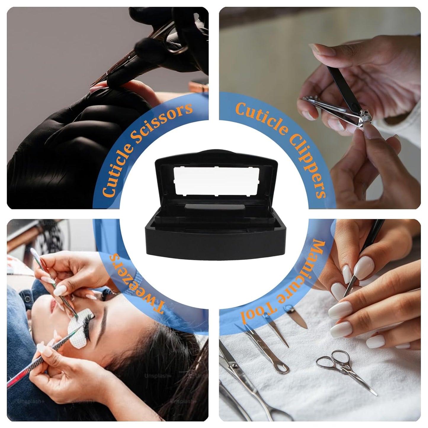 Nail Tool Sterilizer Box, Plastic Sterilization Tray for Tweezer, Eyelash Extensions, Hair Salon, Spa, Nail Implement