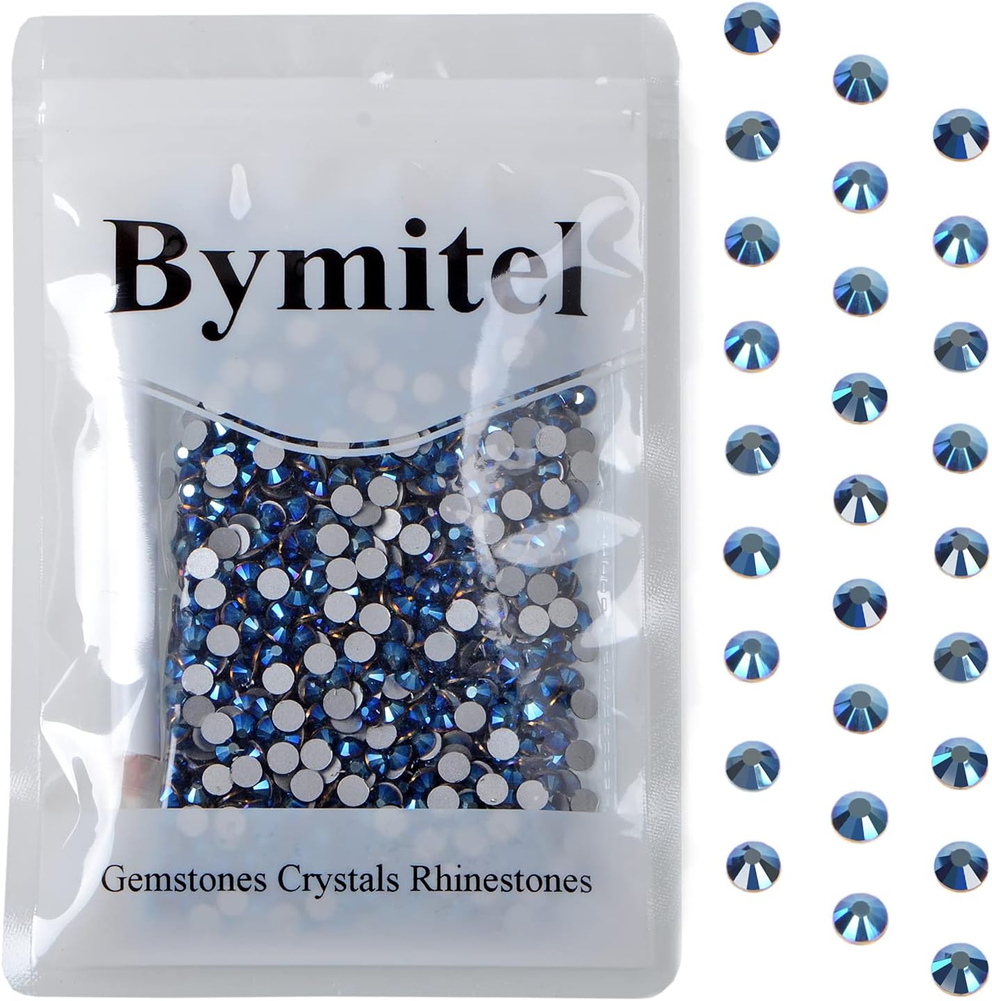 1440PCS Art Nail Rhinestones Non Hotfix Glue Fix Round Crystals Glass Flatback for DIY Jewelry Making with one Picking Pen (ss20 1440pcs, Mine Blue)