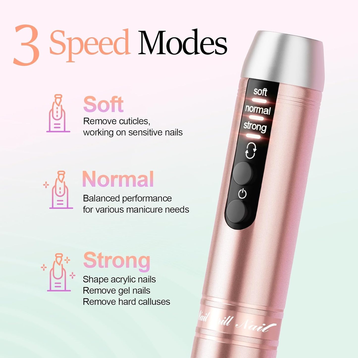 20000RPM Electric Nail Drill Rechargeable Compact Portable Efile Professional Manicure Cordless Pedicure Nail File Drill Kit for Acrylic Gel Nails and Home Salon Use