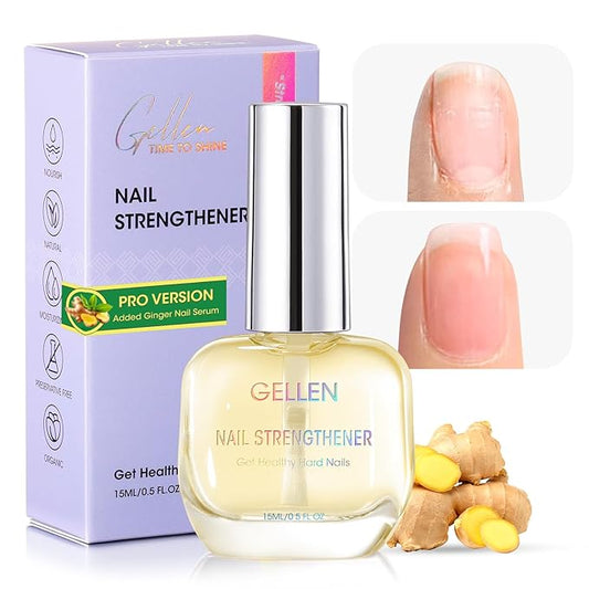GELLEN Pro Care Ginger Nail Strengthener, Ginger Serum Treatment, 8-IN-1 Air Dry Clear Nail Repair Growth Strengthener Calcium Keratin Nourish for Thin Damaged Nails Growth & Post-Removal Repair