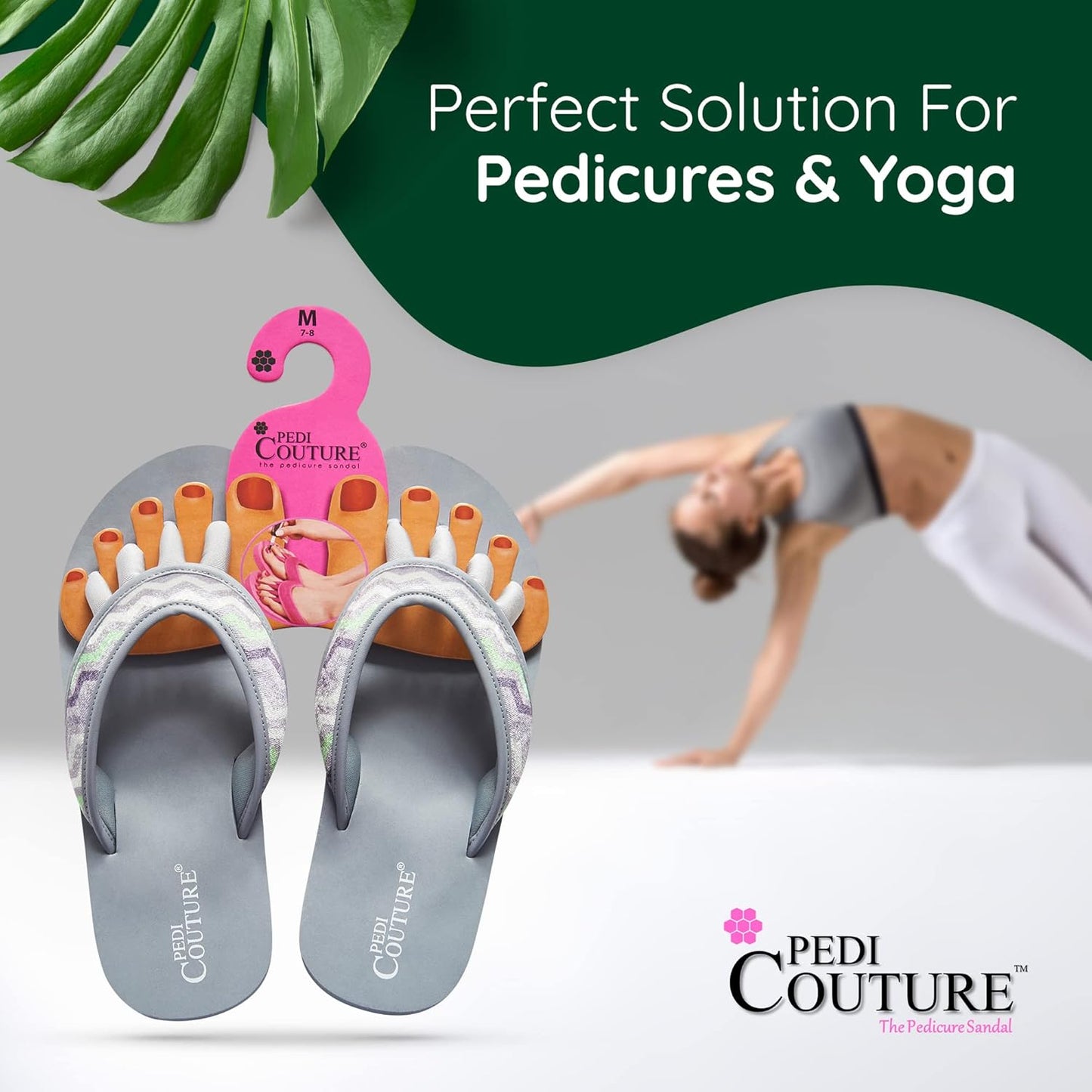 Pedi Couture Pedicure Sandals with Built In Toe Separators for Women - Comfortable Spa Style Flip Flops for Home, Salon, Yoga & Gym Use