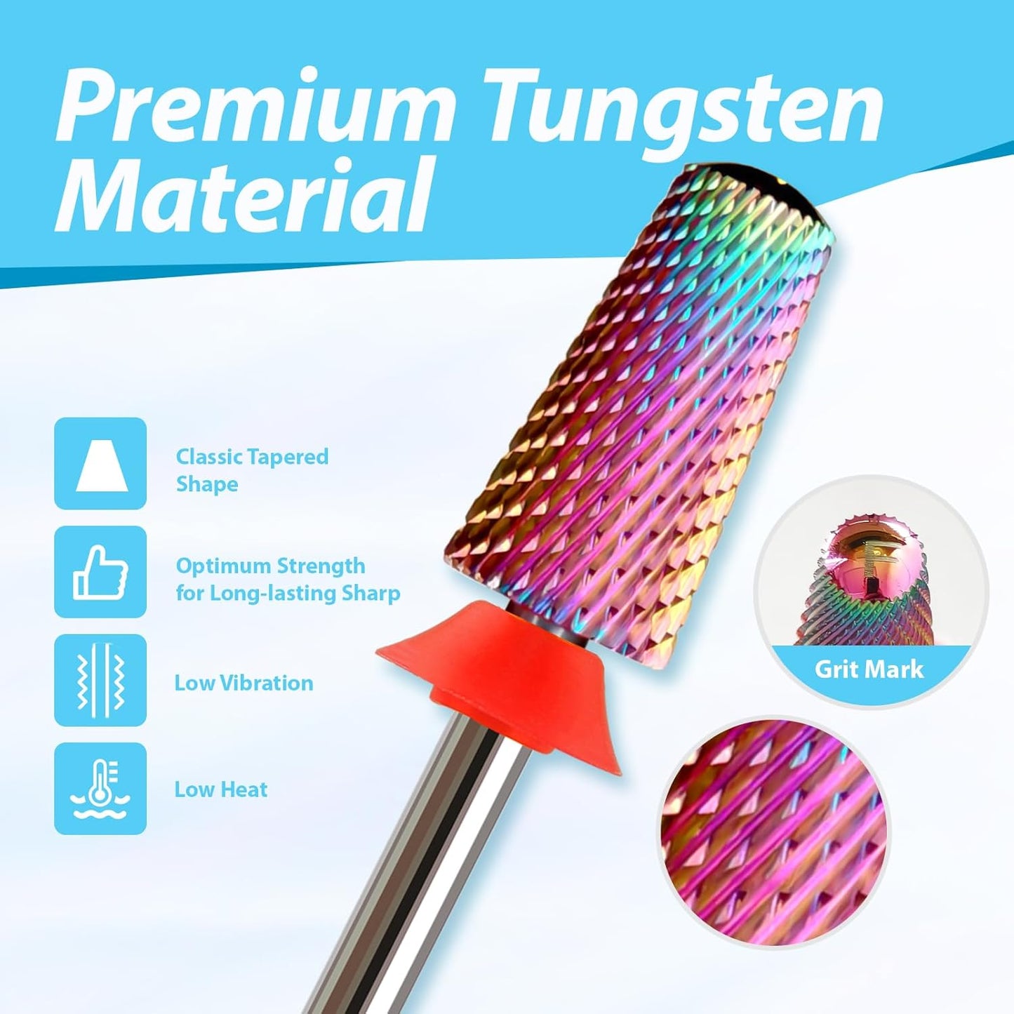 Round Top Nail Drill Bits, Cross Cut Tapered 3/32'' Safety Tungsten Carbide Professional Bit, Remove Gel Fast, Left Right Hand Use, Acrylic Nail Polish, Technicians Bits, Fine.