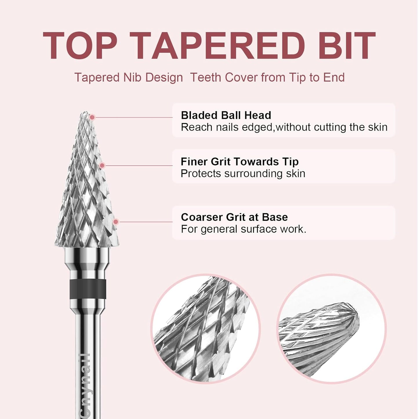 3/32" 2PCS Clean Umberllas Bits Extra Coarse Grit Carbide Cuticle Cleaner Bit for Electric Nail Drills – Professional Manicure Tool for Nail Salons and Home Use (XC Grit. Silver)