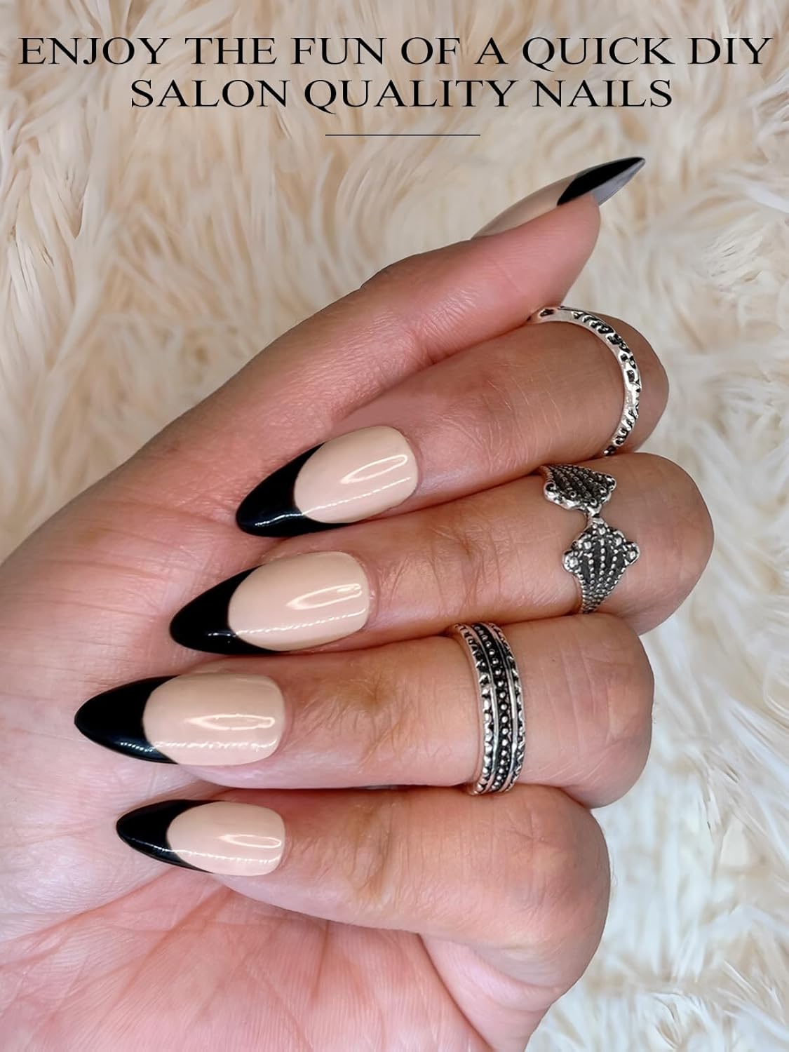 EBANKU 52Pcs Semi-Cured Gel Nail Strips Toes, Black Deep French Gel Nail Strips for Toes, Long-Lasting French Manicure Stickers Salon Nails at Home Requires UV Light with Nail File&Stick