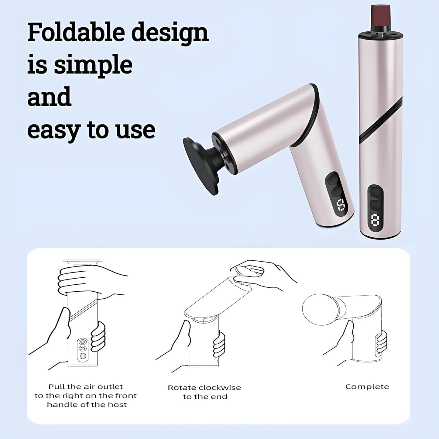 Foldable Electric Foot Callus Remover, Foot Files, 9-Speed Foot Sander Pedicure Tools for Feet Dead Skin with Sandpaper Disk and Nail Care（Rose Gold）