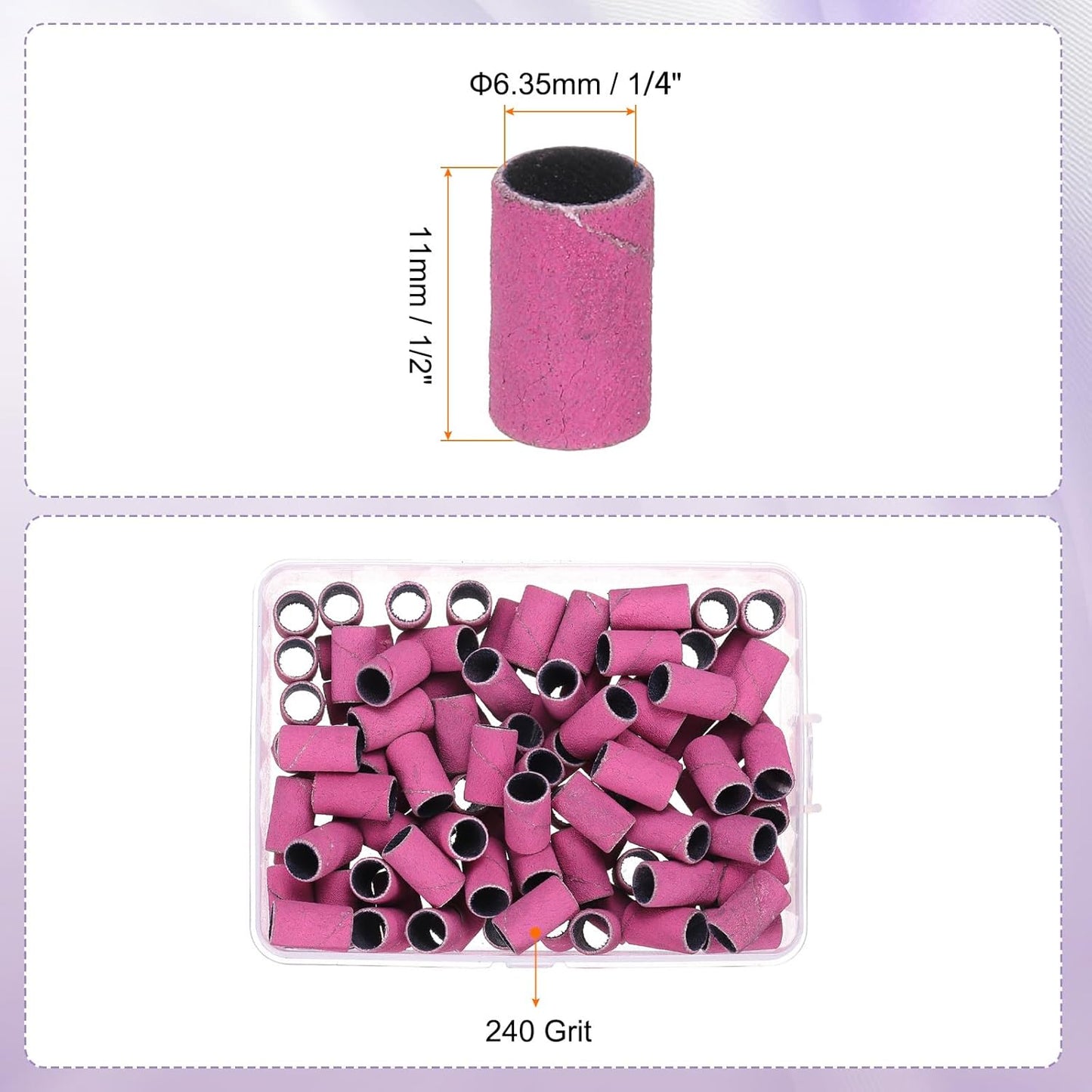 HARFINGTON 100pcs Small Sanding Bands 240 Grit for Nail Drill Bits Mini Sanding Band for Nails Gel Manicures Pink