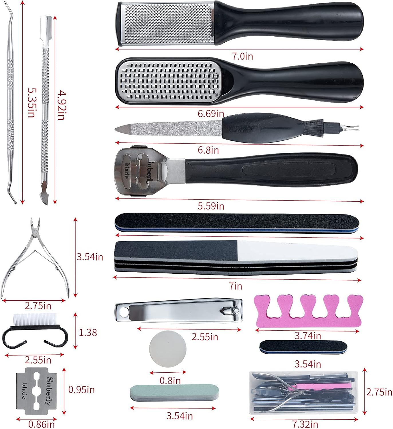 31Pcs Foot & Hand File Pedicure Tools Kit for Dead Skin Remove, Nail Maintain with Cleaning Storage Box for Men Women Salon or Home Best Gift