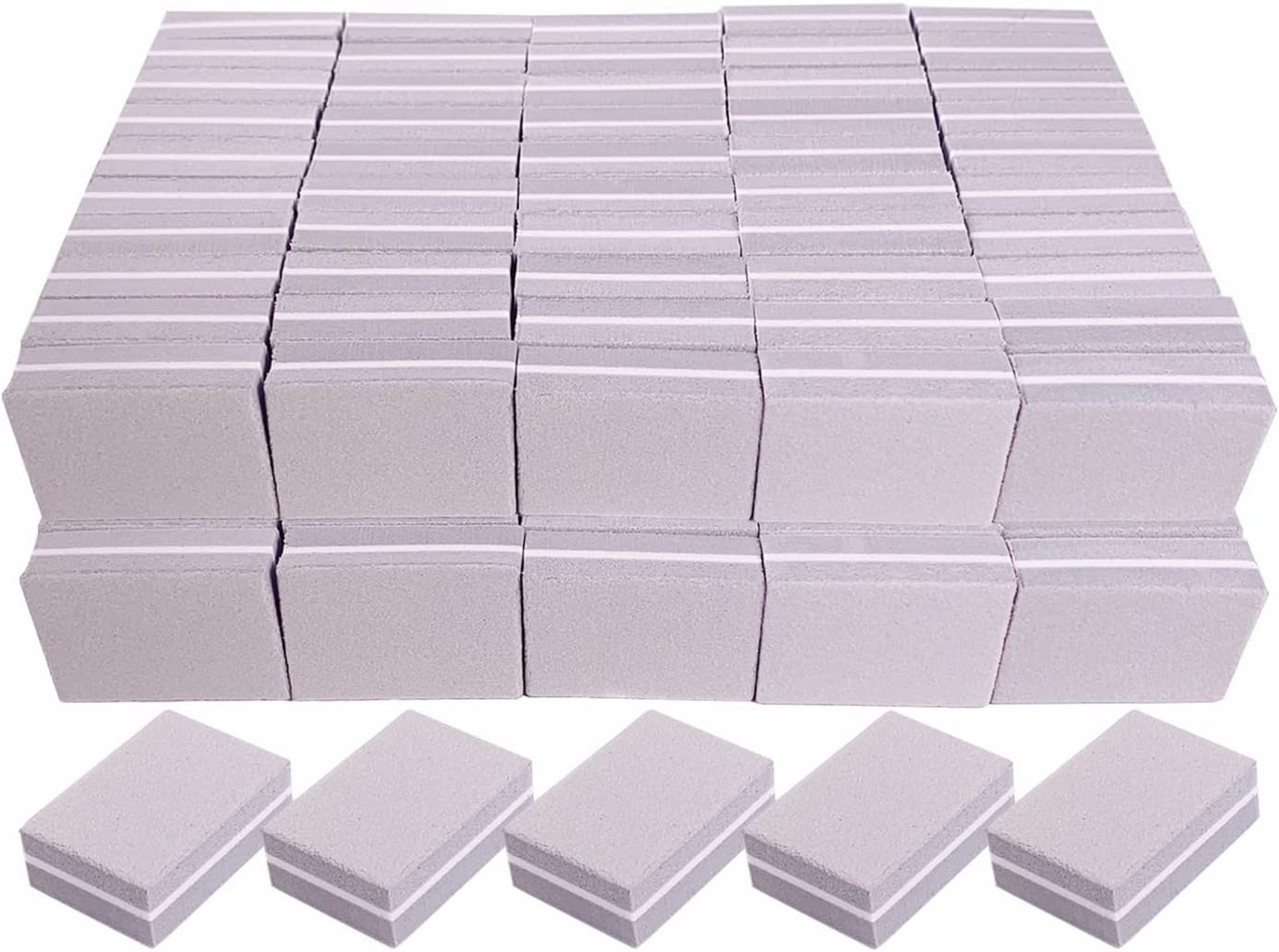 Nail Buffers (100 Pack), Mini Buffer Block Nail File for Acrylic Nails and Natural Nails, 100/180 Grit Nail Buffer Block Bulk Buffing Blocks for Nail Buff Professional Manicure File Blocks Set Gray