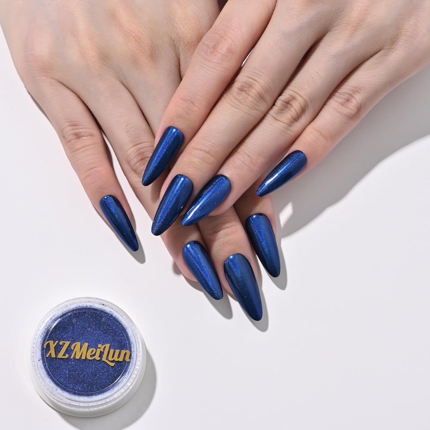 Chameleon Blue Magic Mirror Chrome Nail Powder, Big-Capacity 1.5g Metallic Dust Holographic Effect Powder Pigment Glitter Manicure Kit, Nail Art, Can Mixed with Builder Gel Nail Polish Use