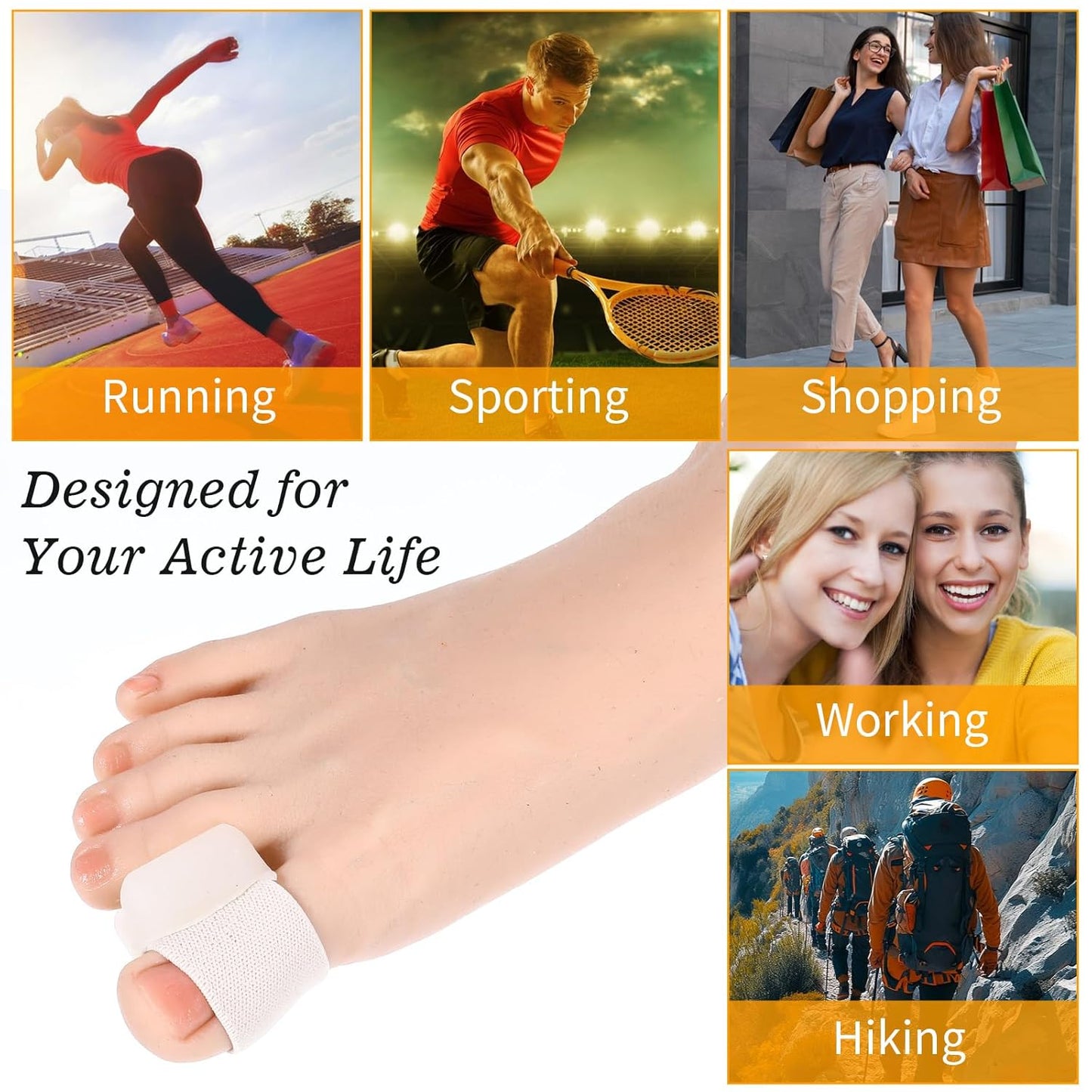 8 Pcs Gel Toe Separators Foot Toe Spacers Corrector Silicone Spreader for Bunions Overlapping Toes Pedicures Nail Art Tools for Men and Women